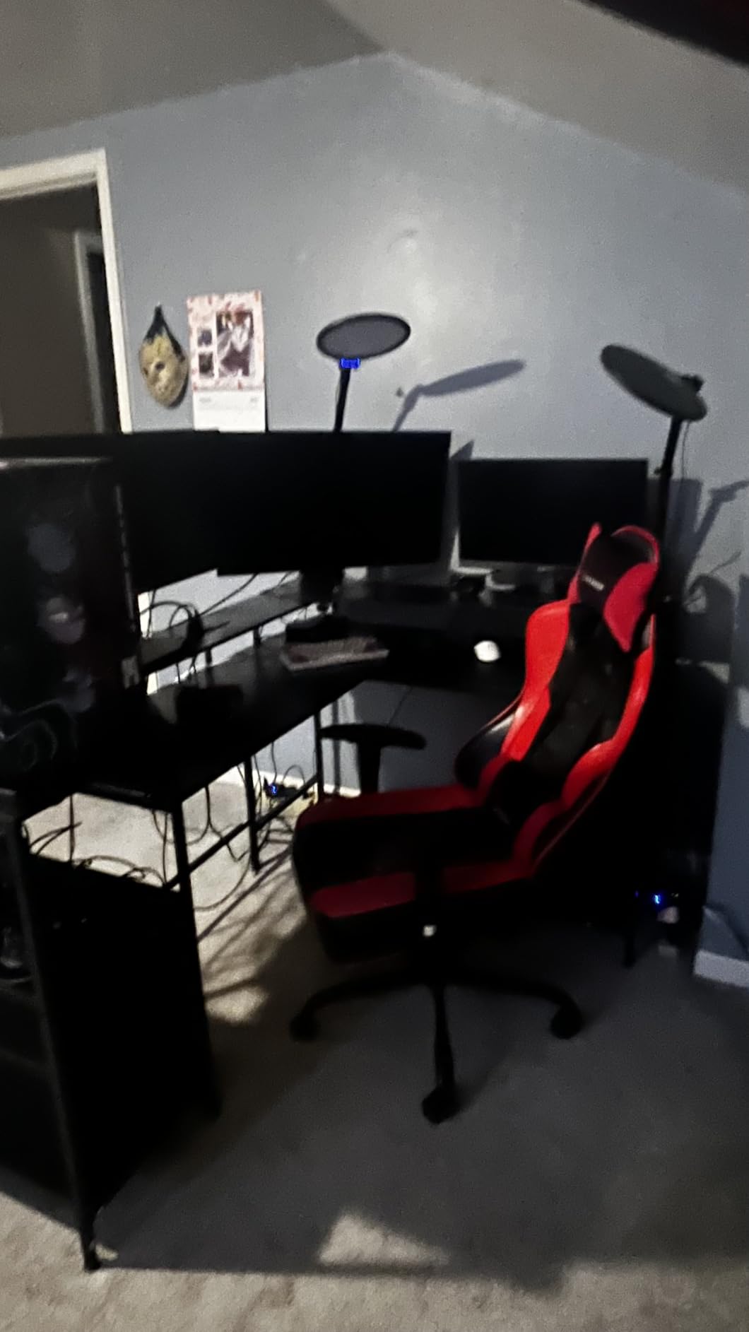 Furologee 66'' L Shaped Gaming Desk with 6 Drawers, LED, Outlets, Black | Reversible Large Corner Computer Desk with Printer Storage Shelves, LED Lights, Monitor Stand for Home Office, Working Study customer photo 2
