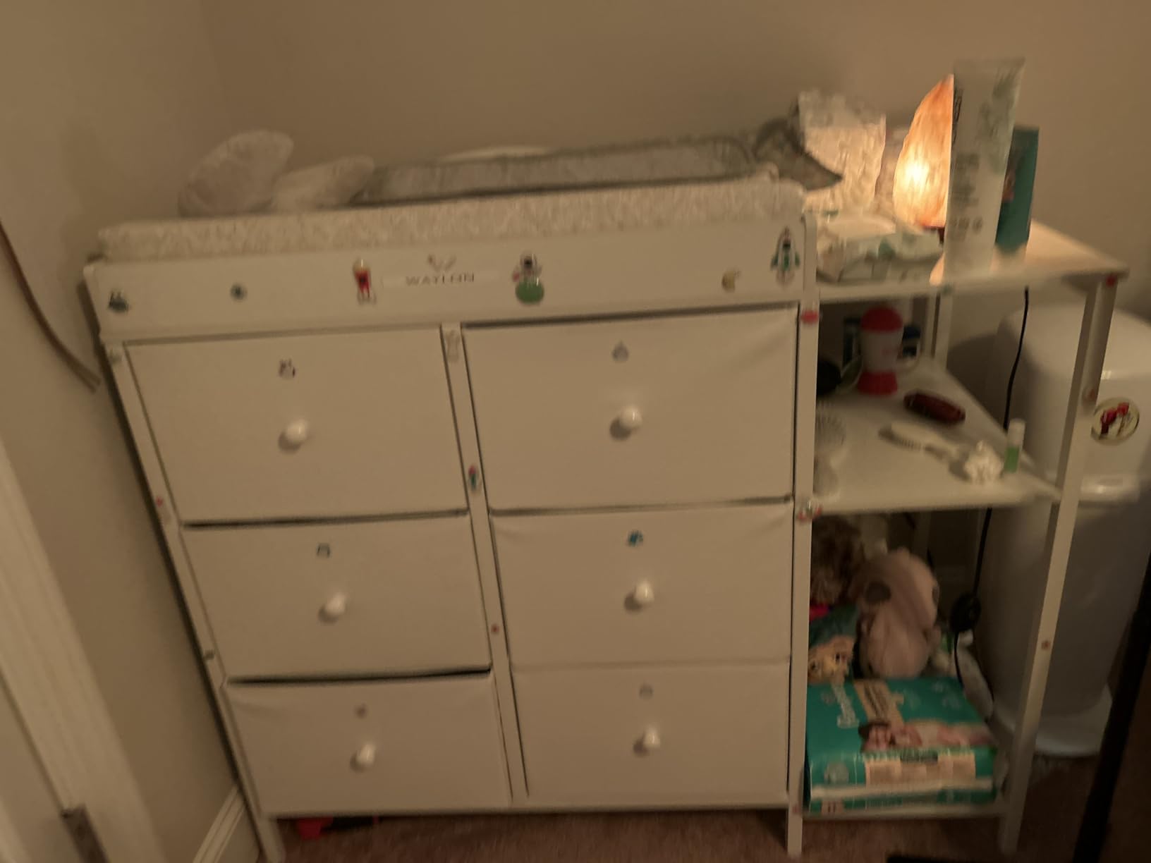 BOLUO Baby Dresser with Changing Table Top, Black Changing Table Dresser with 6 Fabric Drawers Diaper Changing Station with Storage Shelf customer photo 1