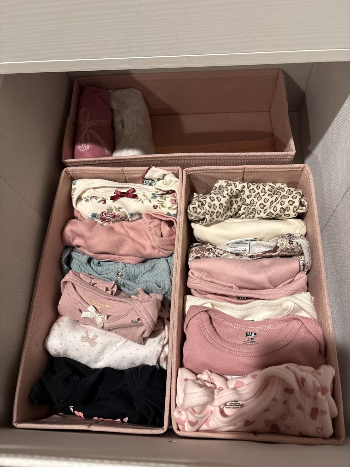 BOLUO Baby Dresser with Changing Table Top, Black Changing Table Dresser with 6 Fabric Drawers Diaper Changing Station with Storage Shelf customer photo 2