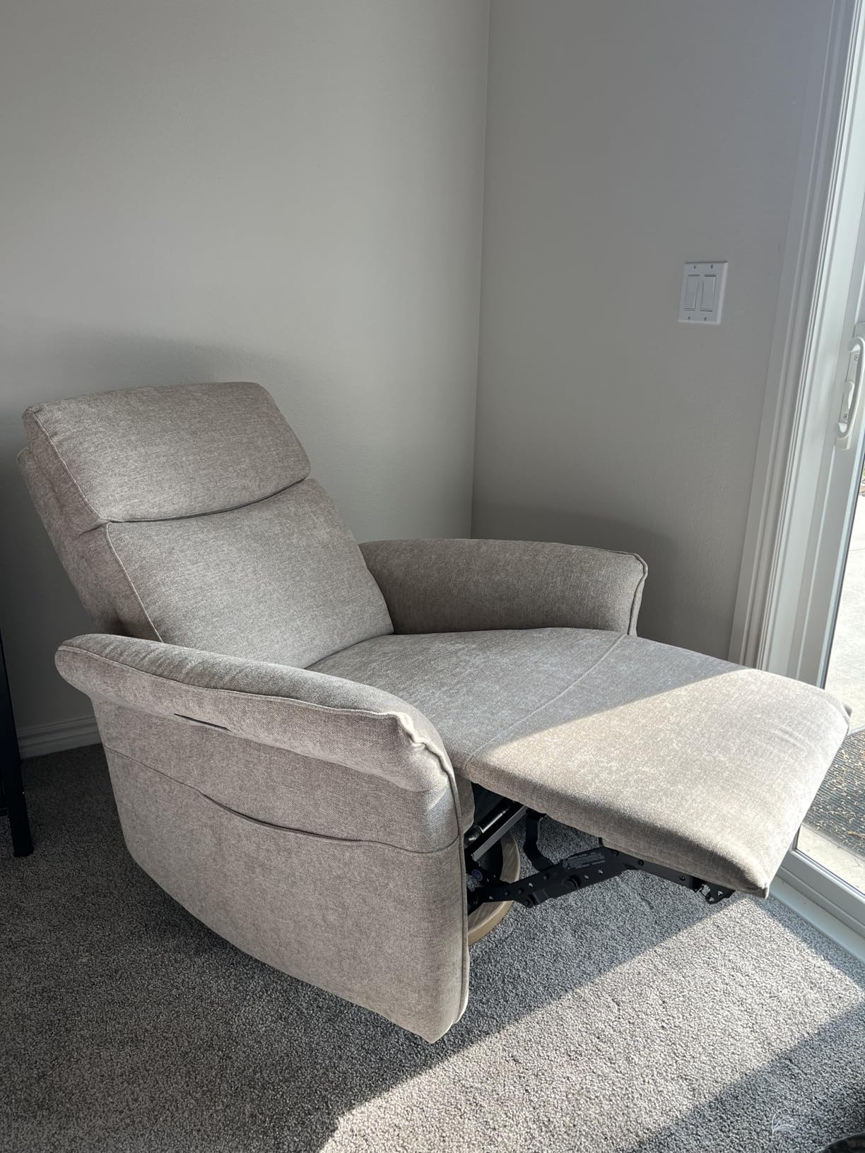 CHITA Power Recliner Chair, Electric Triple-Motor Swivel Glider Nursery Rocking Chair with Adjustable Power Headrest and Lumbar Support, GREENGARD Gold Certified, Solid Wood Base, Khaki Grey customer photo 1