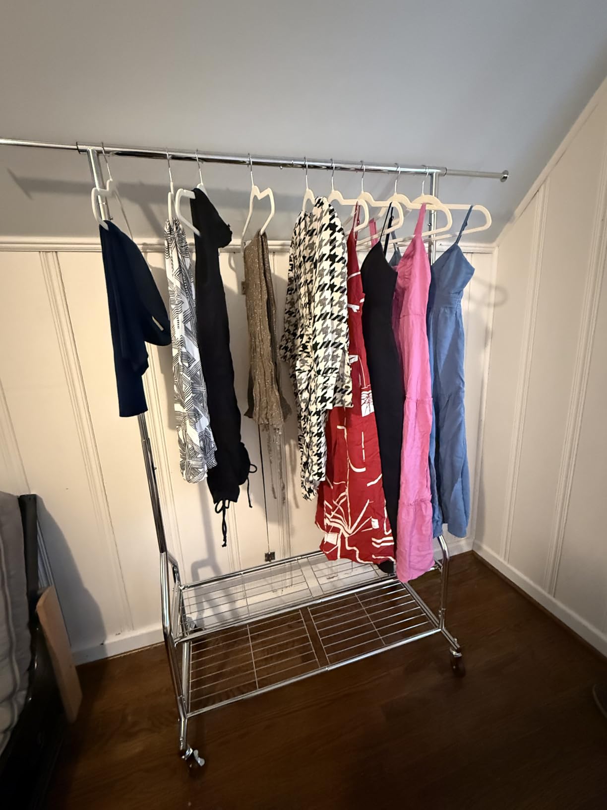 EAGMAK Heavy Duty Clothes Rack Load 556 LBS, Rolling Clothing Rack With Shelves, Height Adjustable Metal Clothes Hanger with Wheels Portable Wardrobe Organizer Garment Rod for Hanging Clothes (Black) customer photo 1