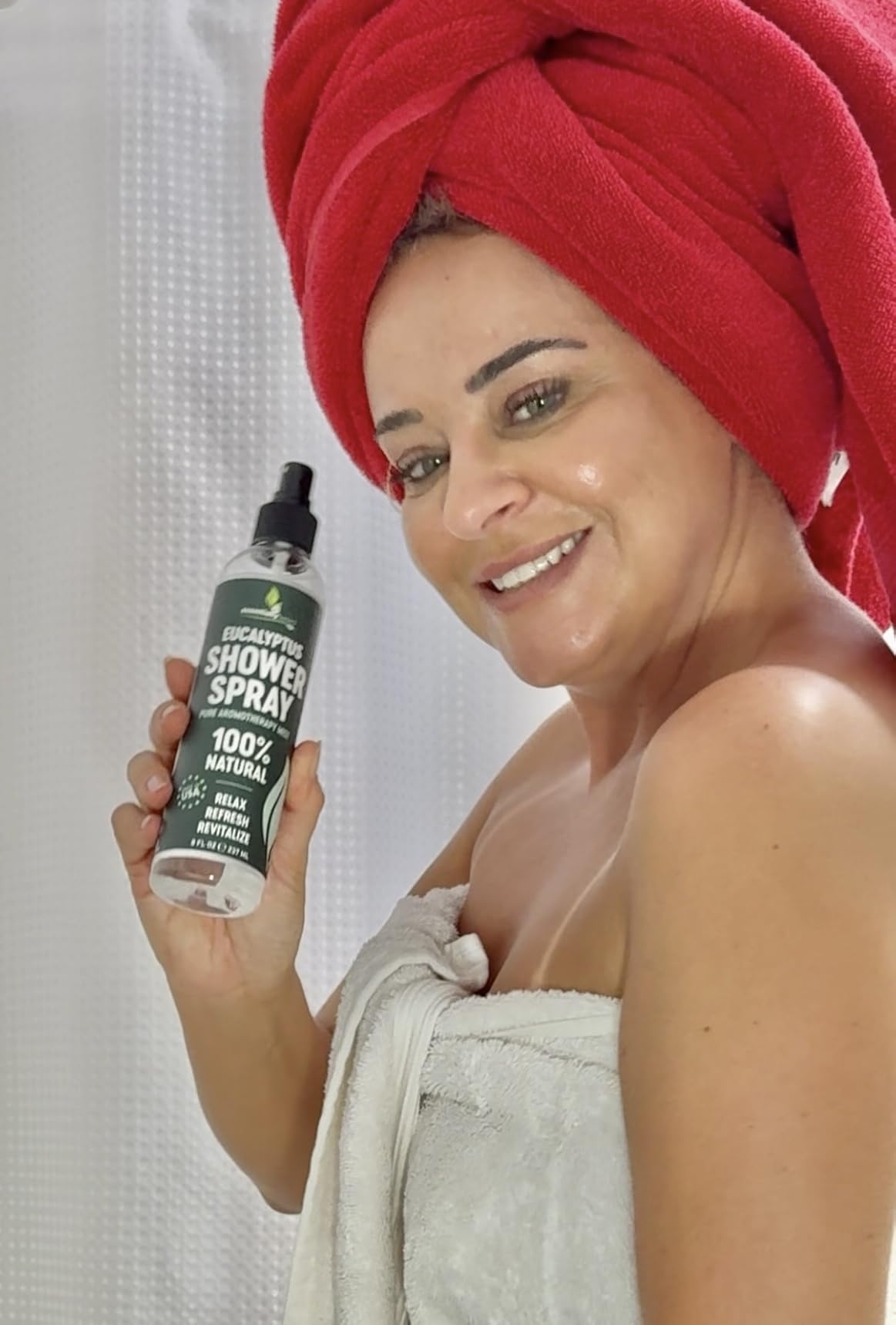 Pure Eucalyptus Shower Spray - Eucalyptus Spray for Shower, Sauna and Spa | 100% Pure & Organic Oil - Steam Room Oil - Aromatherapy - Sinus Congestion Relief - Tension Relief - Made in USA - Big (8oz) customer photo 2