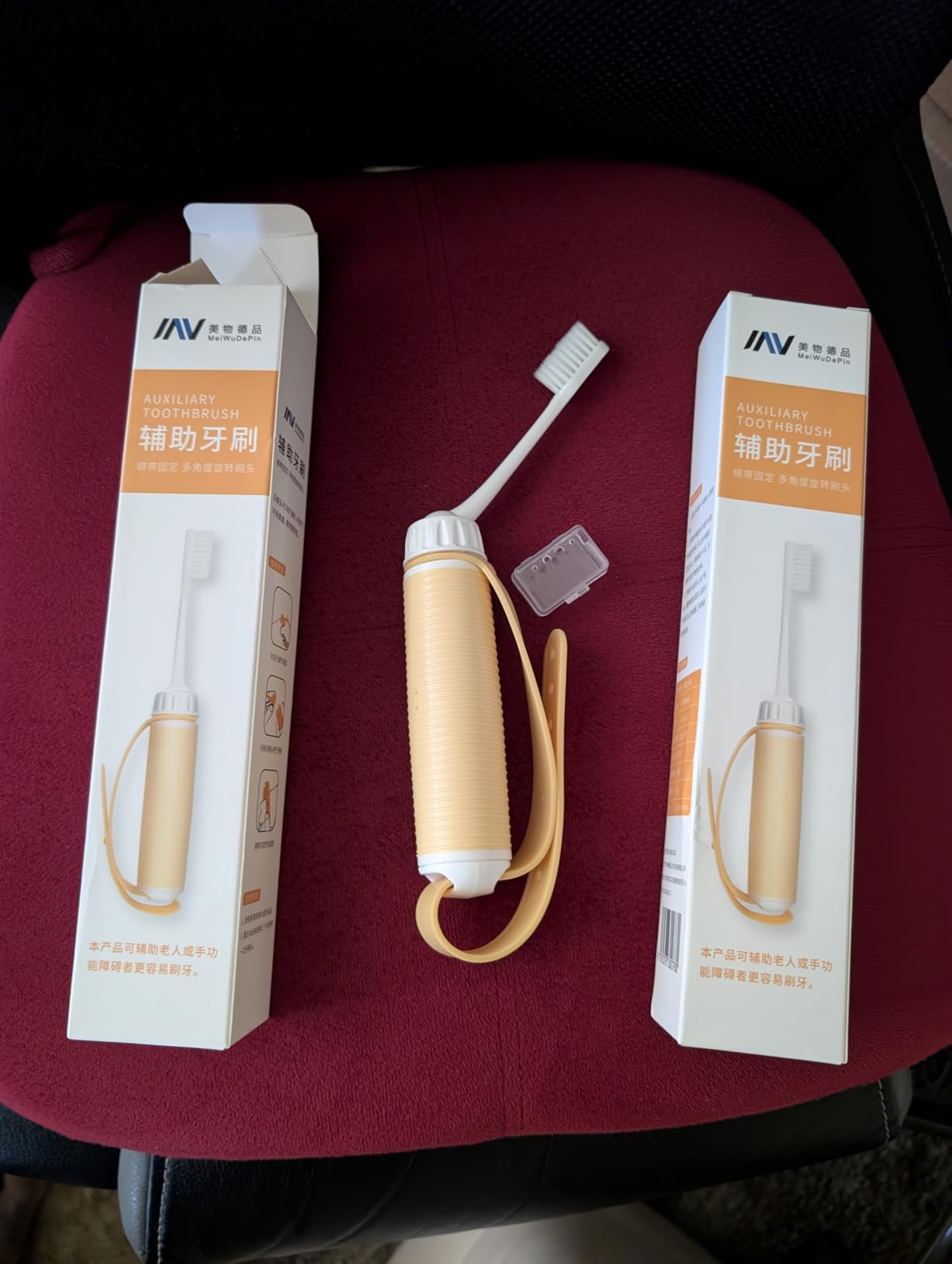 Adaptive Toothbrush for Elderly, Toothbrush for Handicapped Adults, Adaptive Fat Handled Toothbrush for People with Special Needs, Cerebral Palsy, The Disabled(Yellow/2 Pieces) customer photo 1