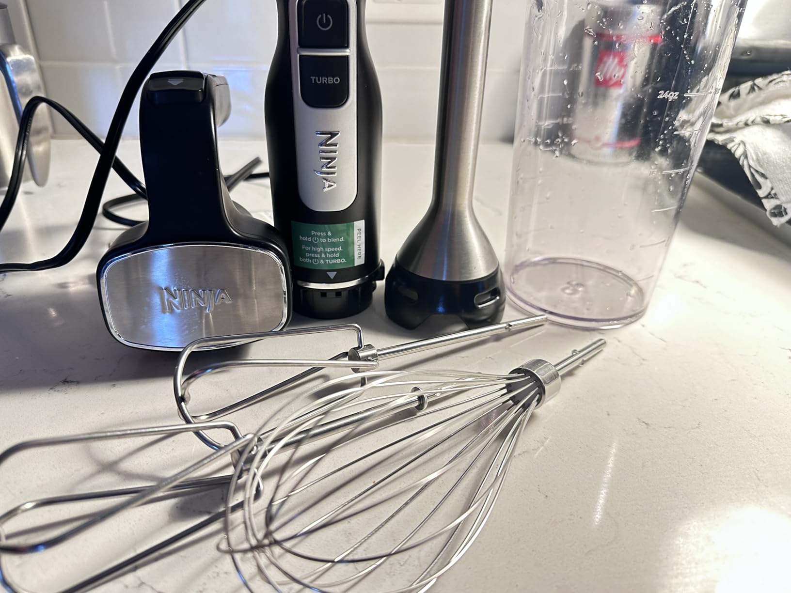 Ninja Immersion Blender & Whisk, 4 Speeds, 4oz Cup, Deep Navy, CI201ND | SplatterShield & PanProtect for mess-free blending, dishwasher safe, 5-ft cord customer photo 1