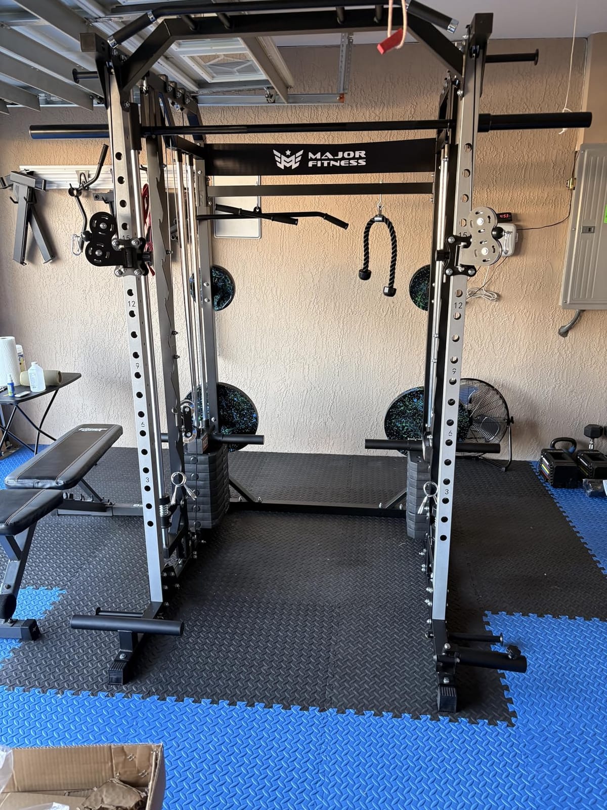 Major Fitness Drone2 Advanced Training Smith Machines - All-in-One Home Gym Squat Rack with Aluminum Pulley Set, Weight Bar, Dual LAT Pull-Down Systems & Cable Crossover Machine for Full-Body Workouts customer photo 2
