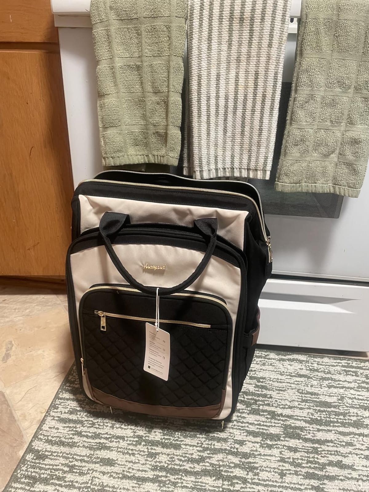 Rolling Backpack for Women, Travel Backpack with Wheels, Dual-Opening Wheeled Laptop Backpack, Stylish Rolling Laptop Bag customer photo 1