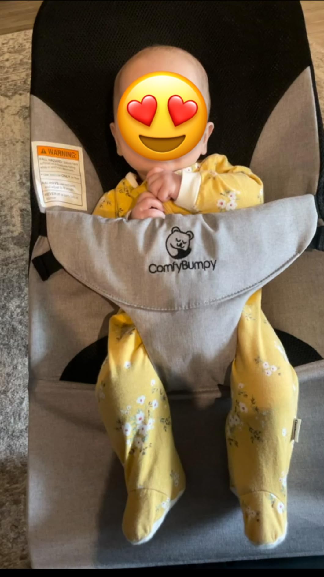 ComfyBumpy Baby Bouncer Seat, 100% Organic Cotton Fabric & Breathable Mesh, 3-Position Foldable Portable Infant Bouncer with Carry Case (8-20 lbs Babies) Oatmeal customer photo 2