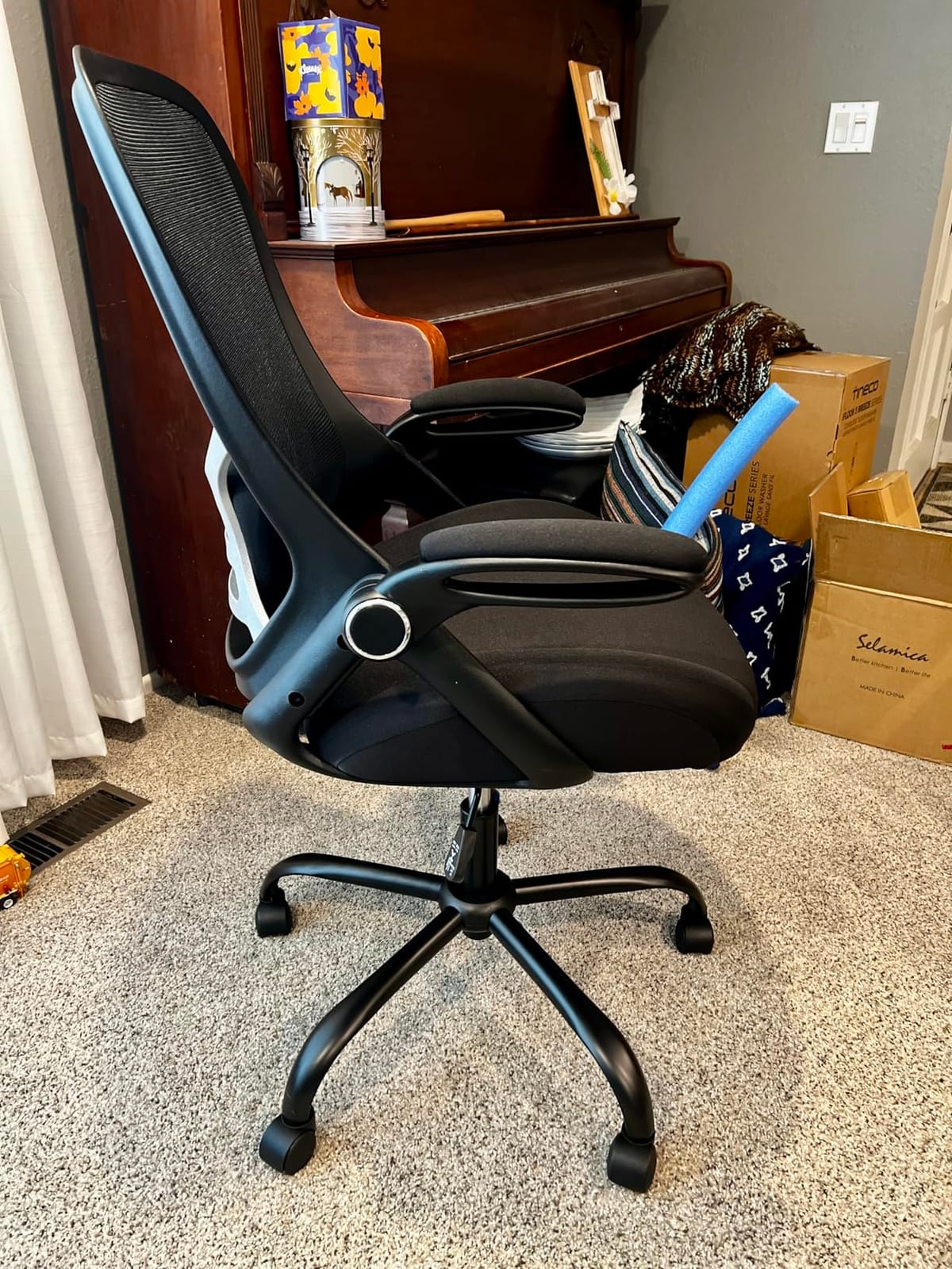 HYLONE 400lbs Heavy Duty Office Chair, 5 Inch Thickened Seat Ergonomic Desk Chair with Adjustable Armrests, Home Office Computer Chairs for Long Hours Mesh Executive Chair (Black) customer photo 1