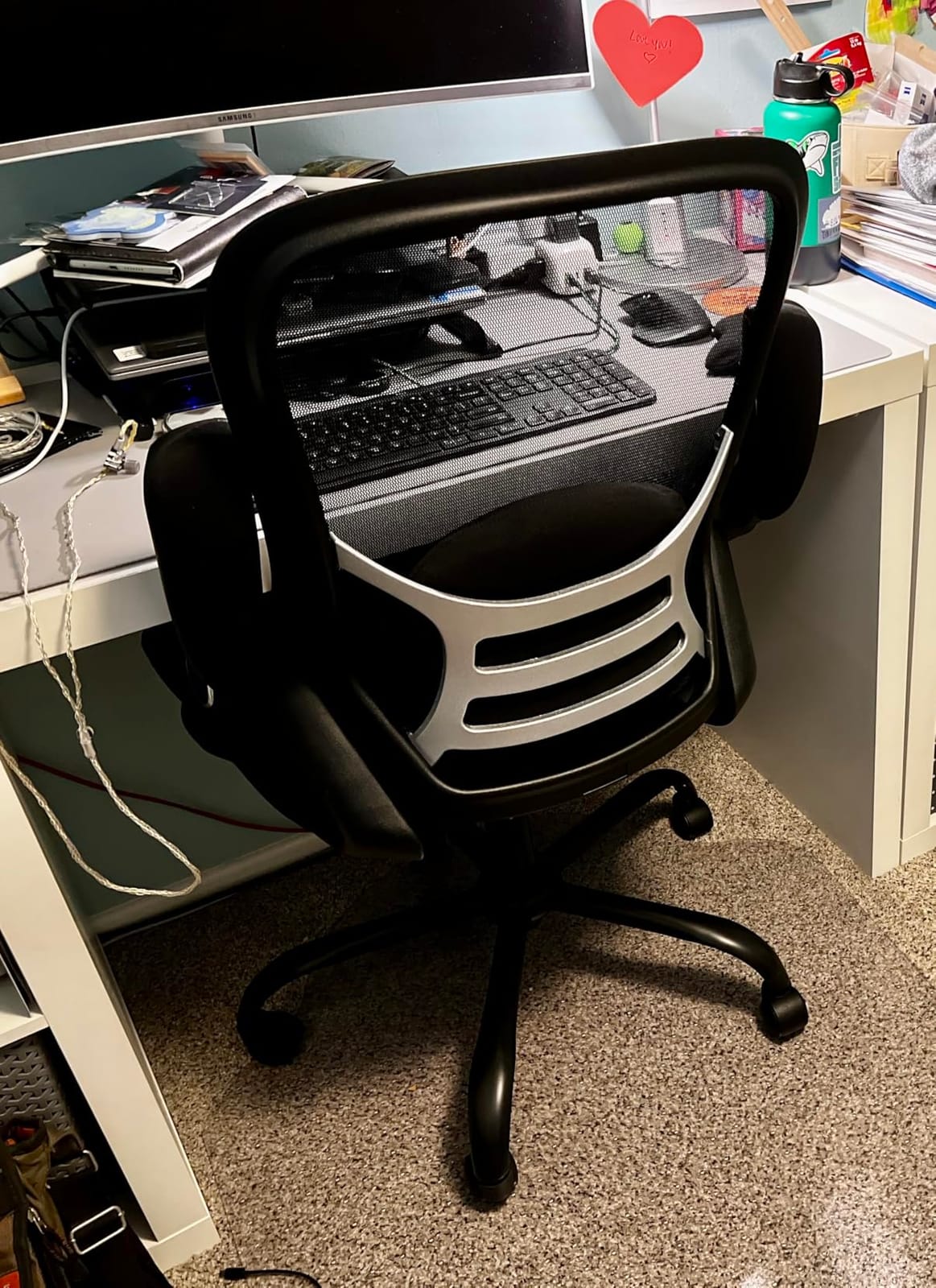 HYLONE 400lbs Heavy Duty Office Chair, 5 Inch Thickened Seat Ergonomic Desk Chair with Adjustable Armrests, Home Office Computer Chairs for Long Hours Mesh Executive Chair (Black) customer photo 2