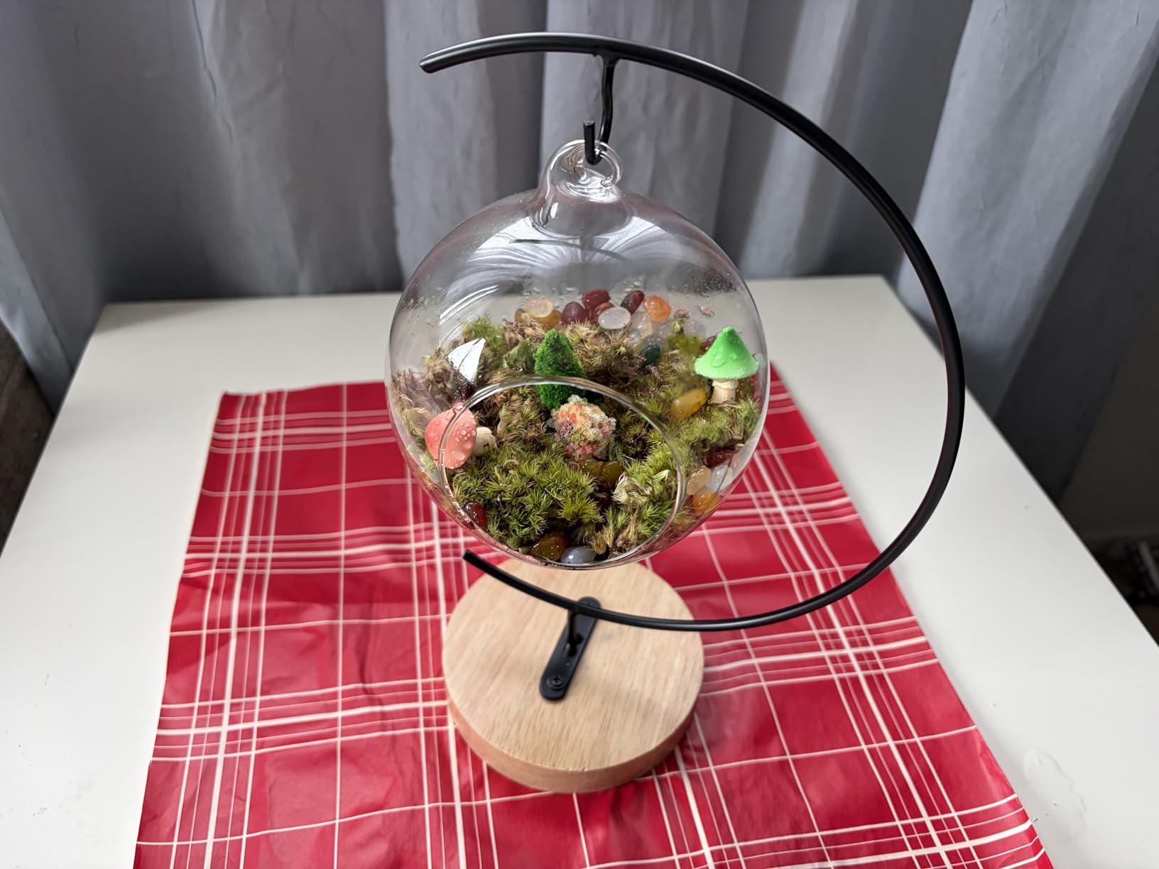 LuckyRunes DIY Terrarium Kit with Live Moss, 15-Piece Glass Globe Set | Complete DIY Experience, Beginner Friendly, Wooden Display Stand, Gift-Ready Set, Indoor Nature Decor, Easy Assembly customer photo 1