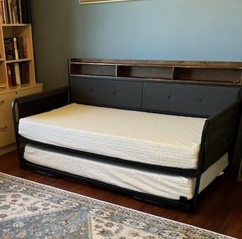 LIKIMIO Daybed with Trundle, Twin Bed Frame,White | with Upholstered Headboard and Charging Station, Sofa Day Bed with Strong Supports for Living Room, Bedroom and Guest Room customer photo 1