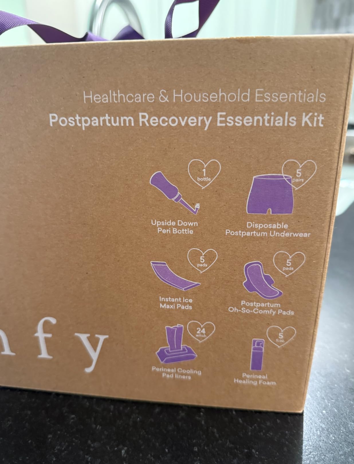 PurComfy 18 Pcs Postpartum Essentials Recovery Kit for New Mom | 5 Disposable Underwear, 24 Perineal Pad Liners, Perineal Care Foam, 5 Instant Ice Pads, Peri Bottle and 5 Postpartum Pads customer photo 1