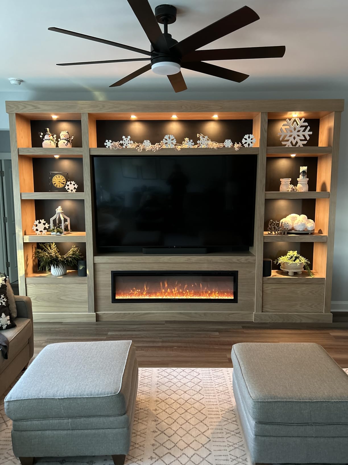 Westinghouse 50 Inch Electric Fireplace Heater, Compatible with Alexa & Google Home, Wall Mount or in-Wall Recessed Fireplace Insert, 24 Hour Timer, Color Changing Flames, 750W/1500W Indoor Heater customer photo 1