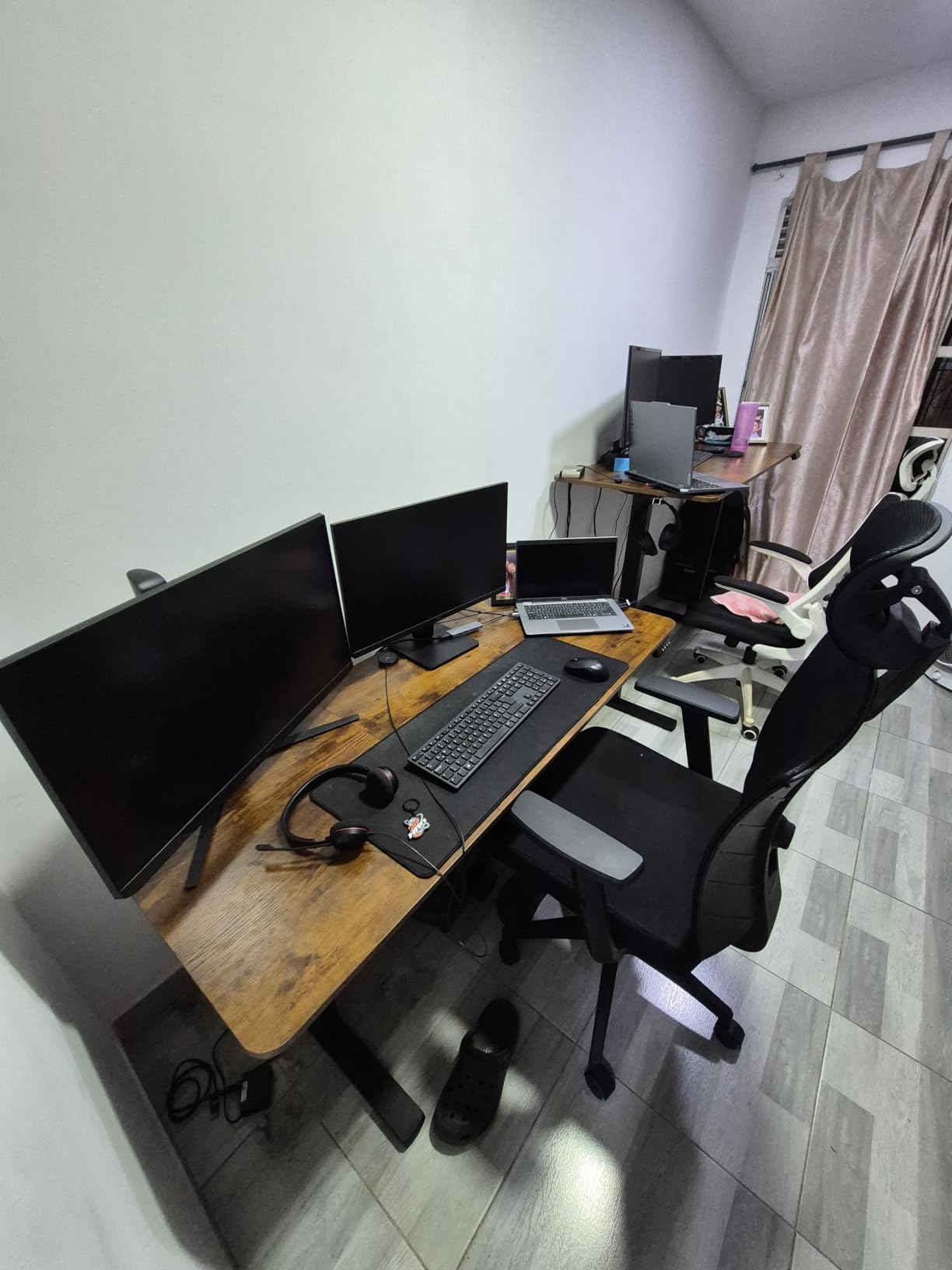 Small Electric Standing Desk, Gaming Desk, 31.5x24 Inch, Black | Height Adjustable Computer Desk with Smart Controller, Sit and Stand Up Table for Home, Office, Work, Study, Writing customer photo 1