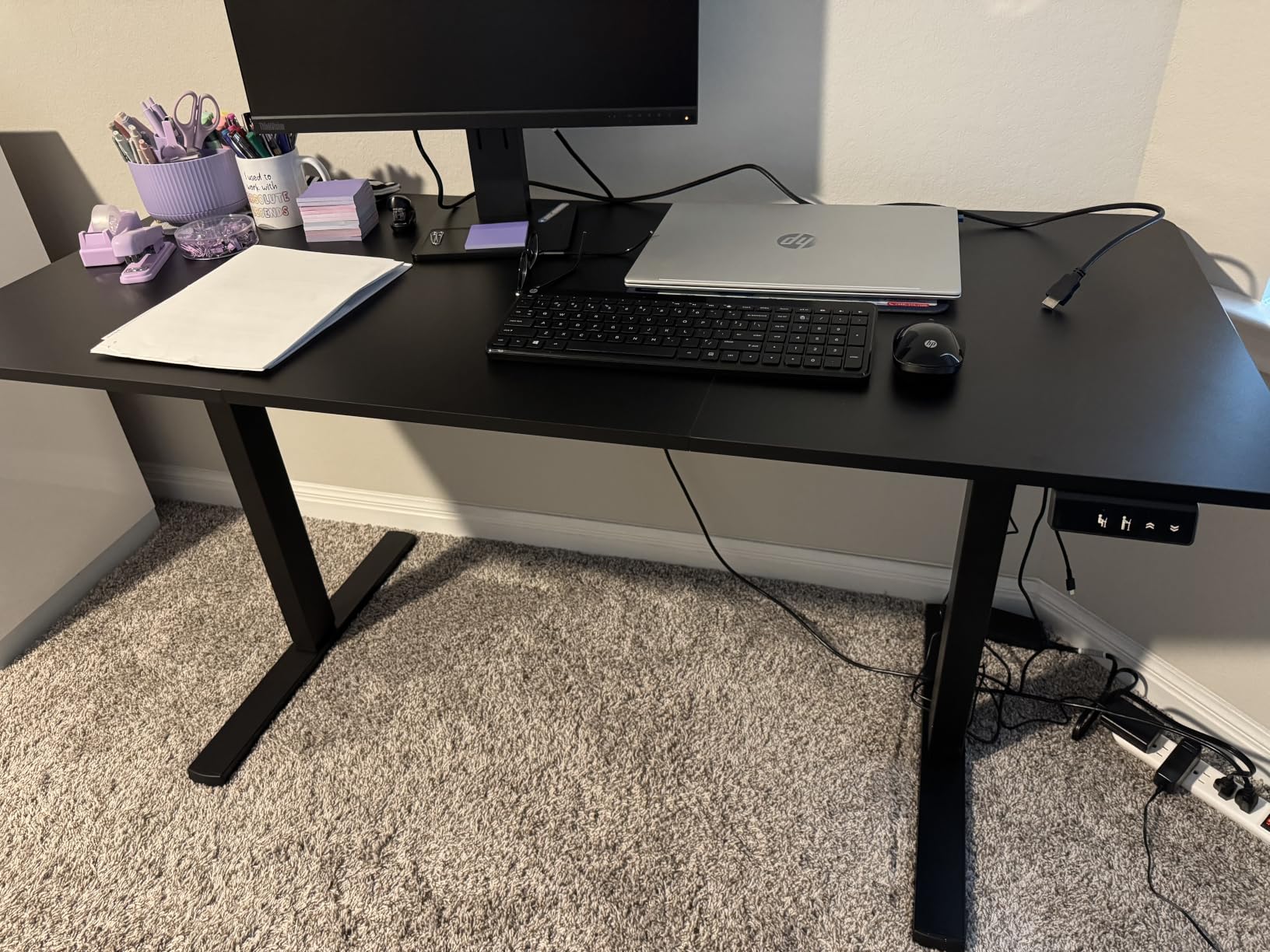 Small Electric Standing Desk, Gaming Desk, 31.5x24 Inch, Walnut | Height Adjustable Computer Desk with Smart Controller, Sit and Stand Up Table for Home, Office, Work, Study, Writing customer photo 1