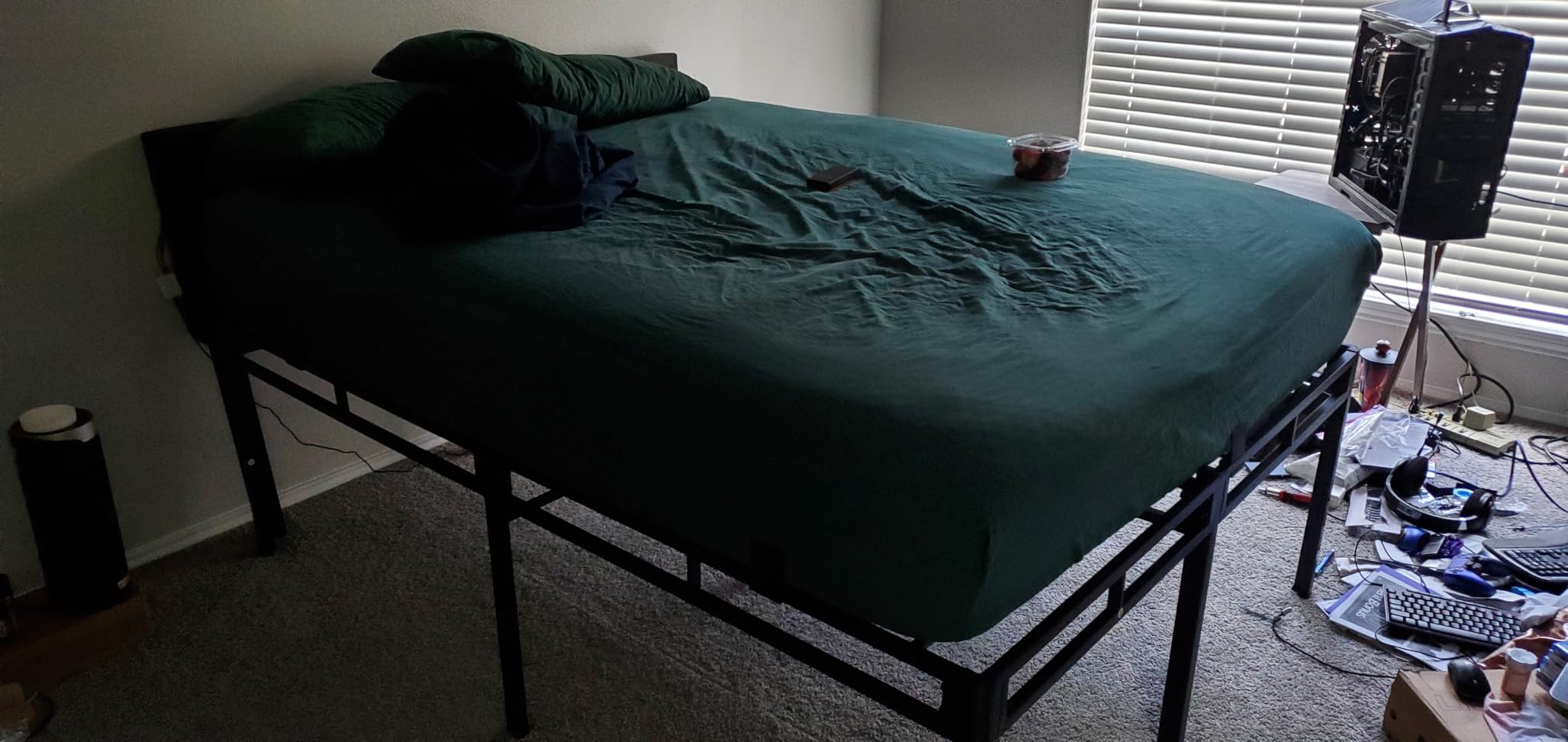 NKZ 18 Inch Queen Size Metal Bed Frame & Box Spring 2 in 1 Platform with Round Corner Legs, 4000Lbs Heavy Duty, Mattress Slide Stopper, Headboard Hole, Noise-Free, Easy Assembly customer photo 1