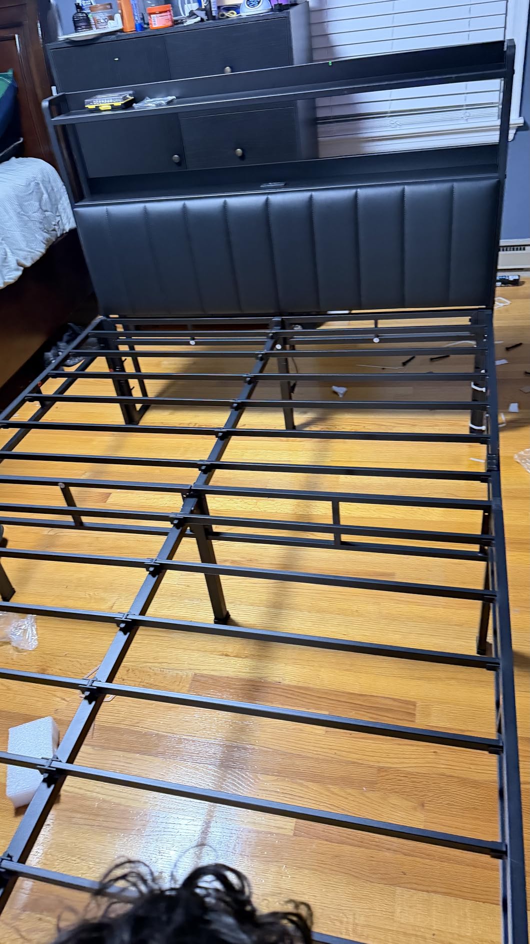 NKZ 18 Inch Queen Size Metal Bed Frame & Box Spring 2 in 1 Platform with Round Corner Legs, 4000Lbs Heavy Duty, Mattress Slide Stopper, Headboard Hole, Noise-Free, Easy Assembly customer photo 2