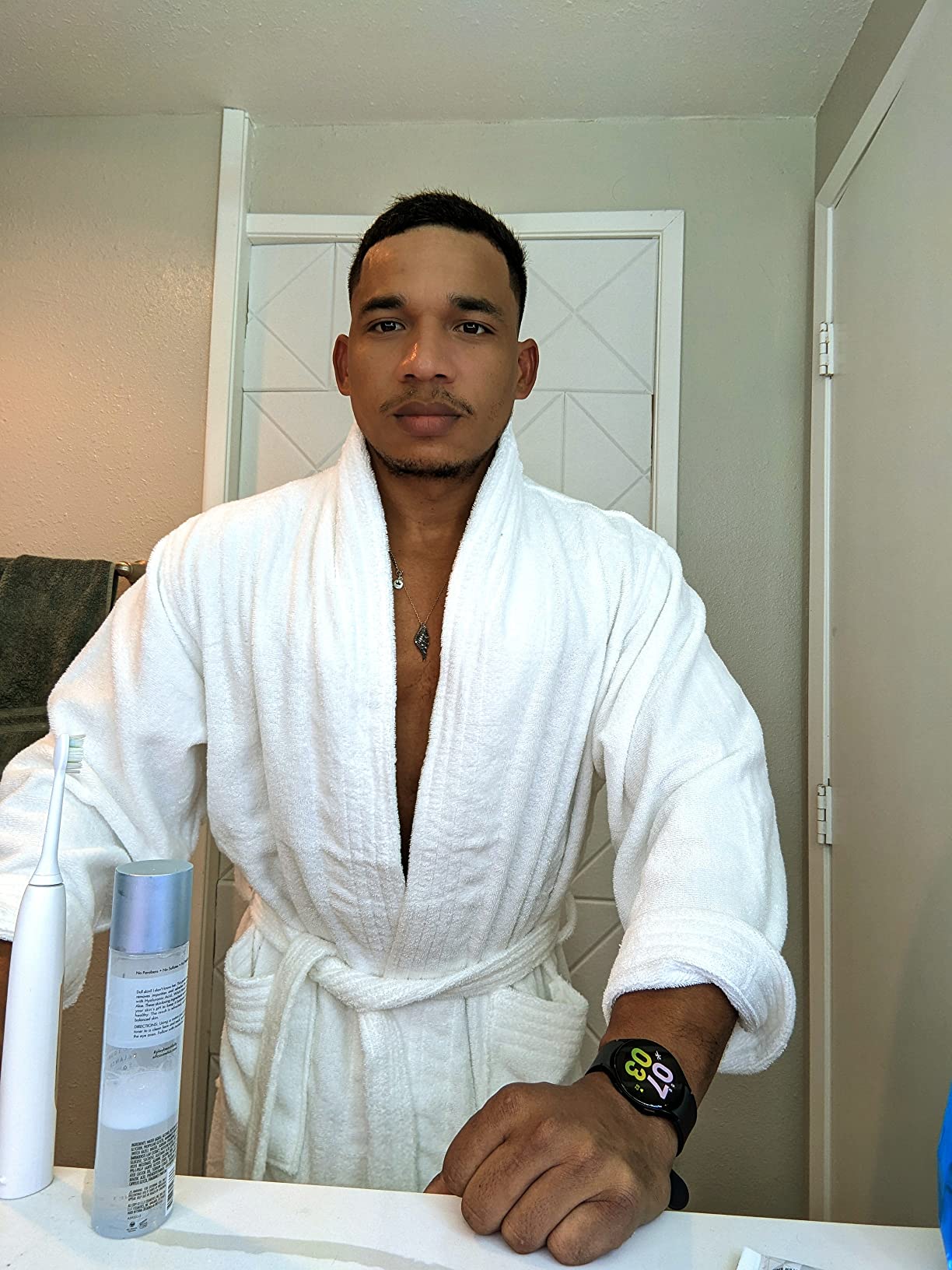Marquess All-Cotton Bathrobe Thick Plush Cloth Housecoat Terry Toweling, Sweat Steaming Clothes Comfortable & Warm customer photo 2