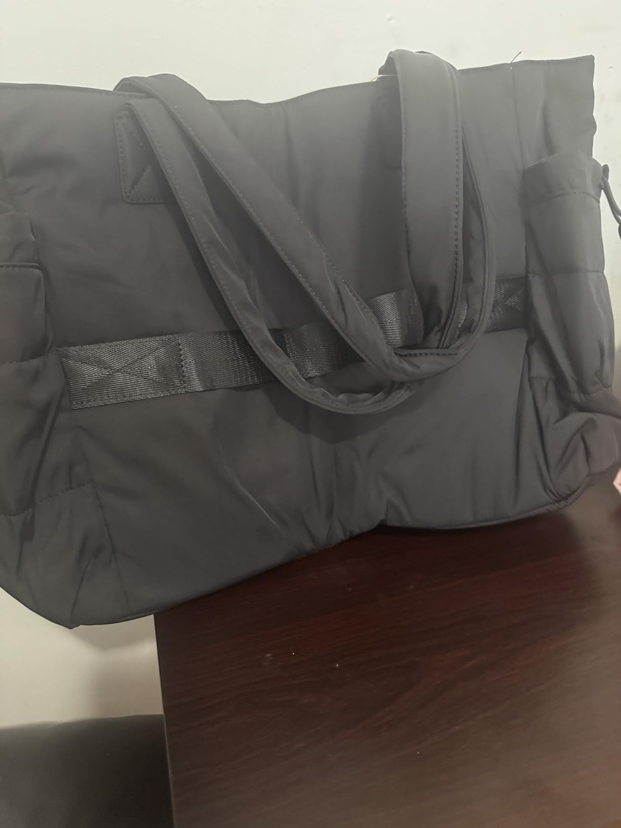 LOVEVOOK Tote Bag for Women with Giant Tumbler Holder Pocket, Puffer Work Travel Laptop Handbag with Zipper for Nurse Teacher customer photo 2