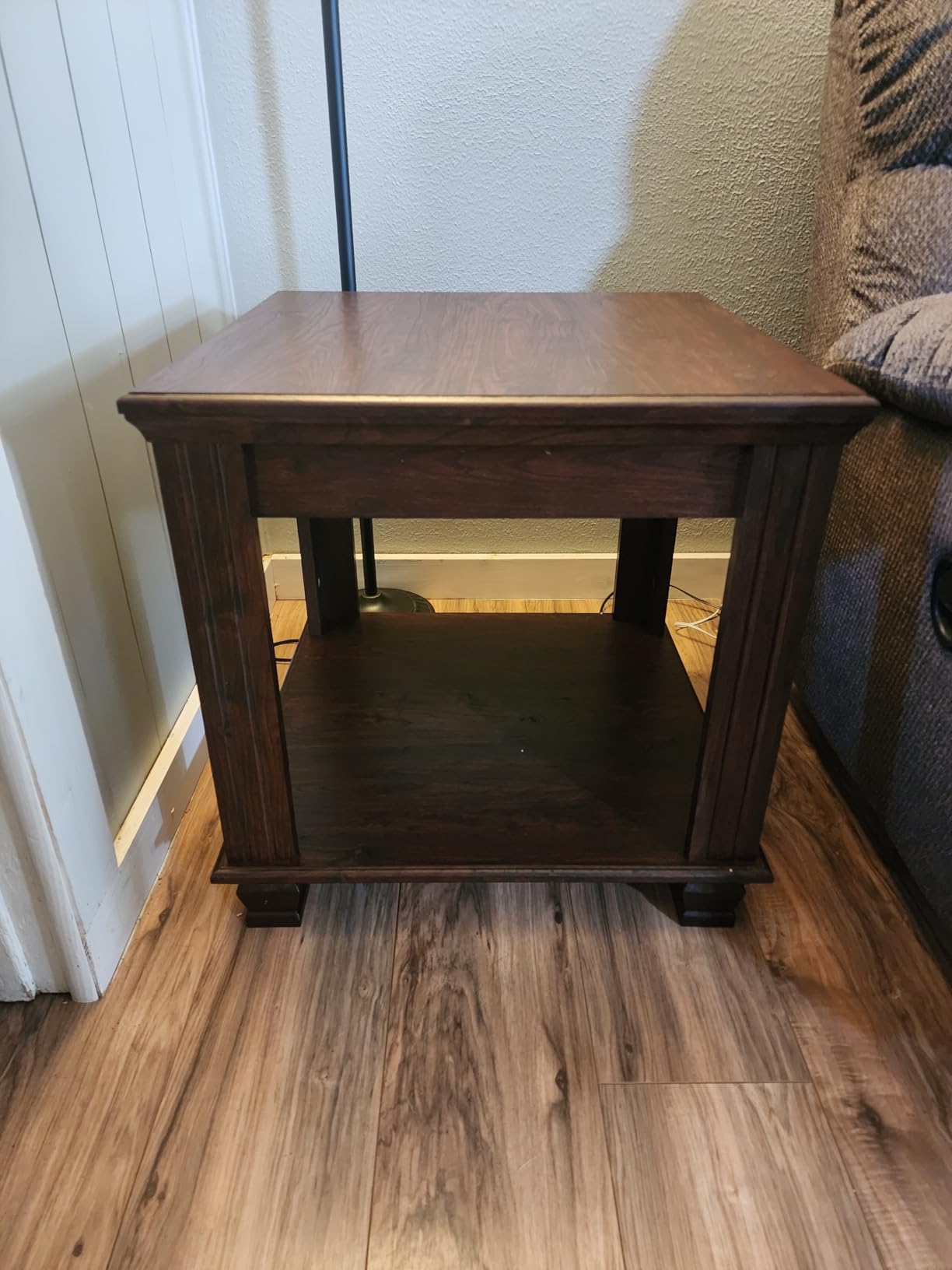 SAVOR LIFE Farmhouse End Tables for Living Room, Walnut | Large Square Side Tables with 2-Tier Storage Shelf customer photo 2