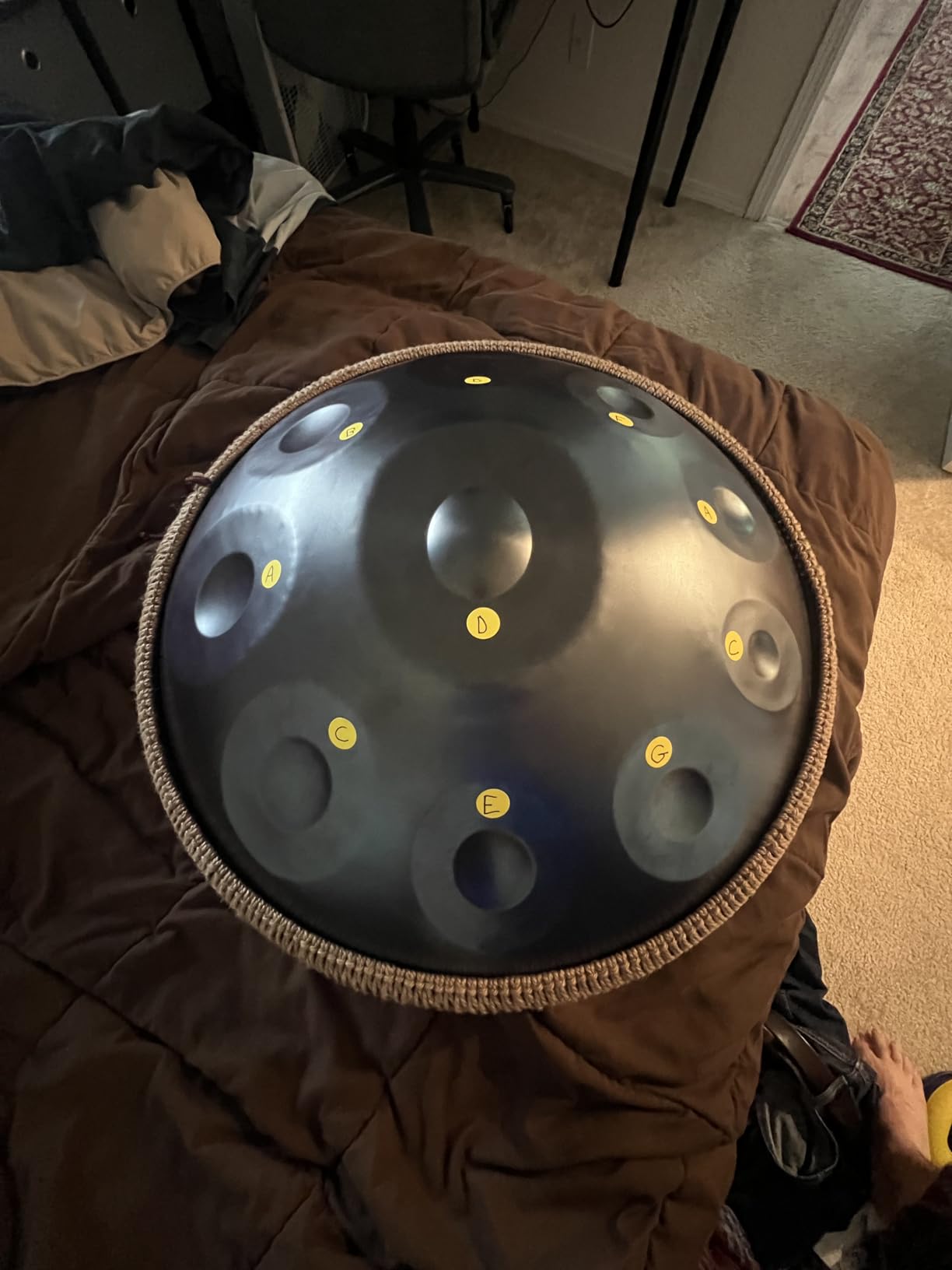 Handpan Drum for Beginners, 19 Inch D Minor Kurd 10 Notes - 432HZ Hand Drum Set,Professional Hand Pan,Handpan Instrument (Gold) customer photo 1