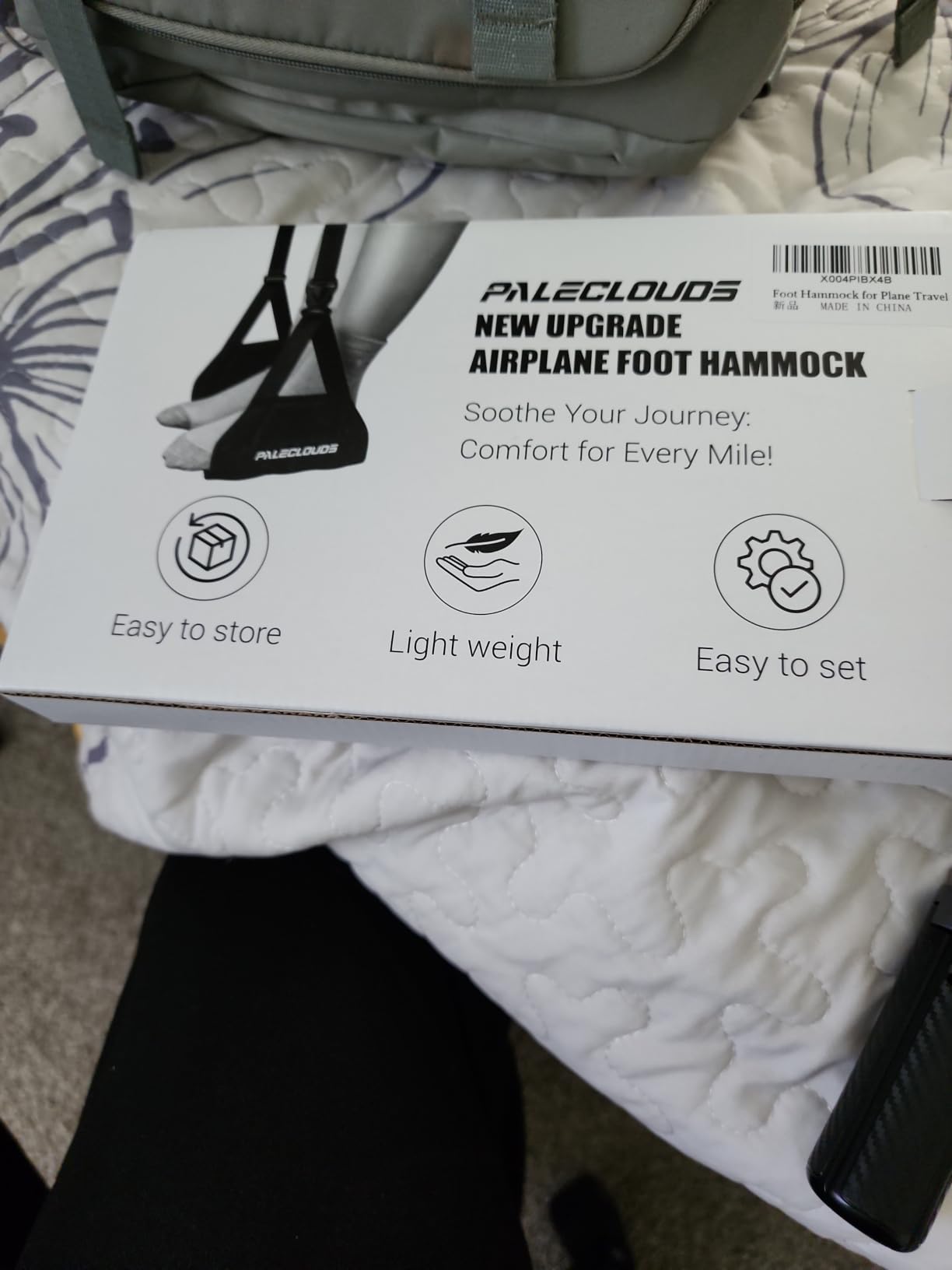 Foot Hammock for Plane Travel, No Collapse Thickened Bamboo Airplane Foot Rest for Long Flight, Desk Foot Hammock with Extended Adjustment Strap customer photo 1