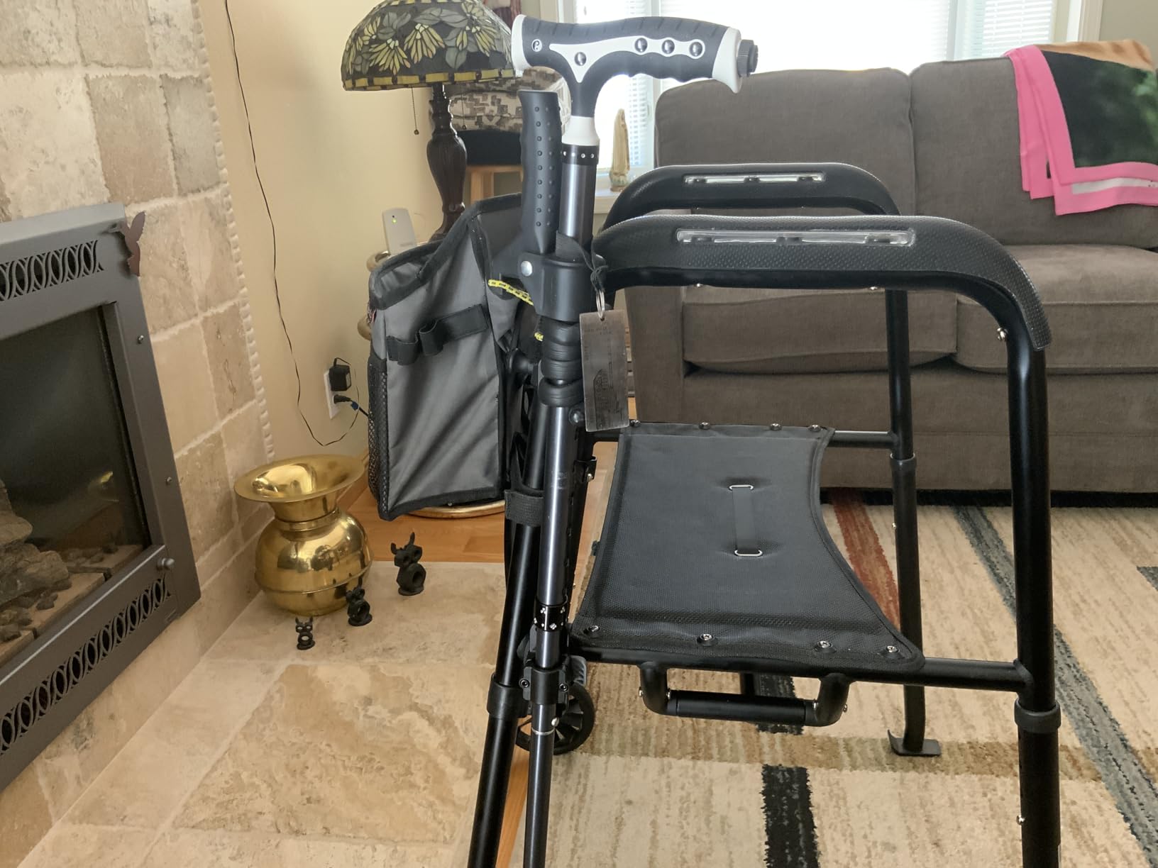 Magnetic Cane Holder for Drive Rollator, Walker, Scooter, Wheelchair - Universal Crutch Stick Bracket Accessory, Easy Clip-On Attachment, Fit 25mm ID Tube customer photo 1