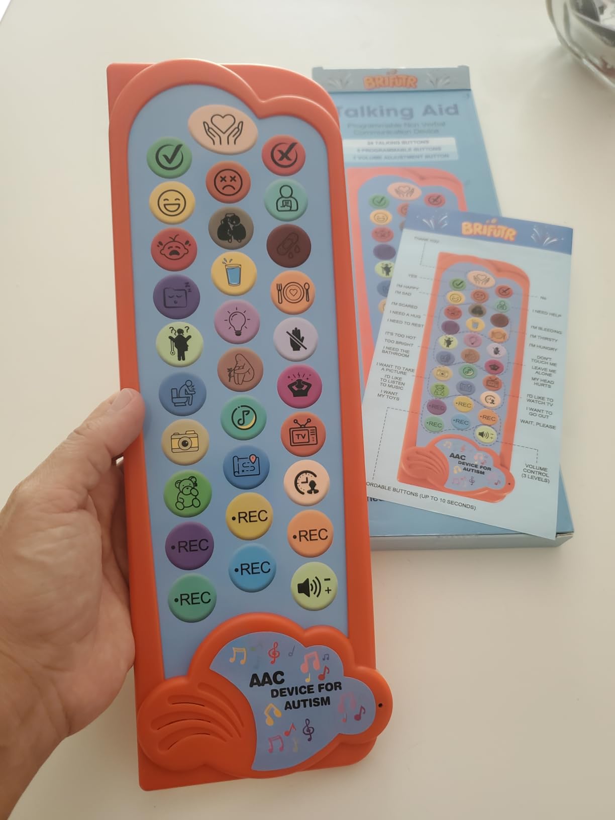 AAC Device for Autism Communication Device for Nonverbal Kids & Adults, Non Verbal Communication Tools for Speech Therapy, Autism Talking Aids with 5 Programmable Buttons & Adjustable Volume customer photo 1