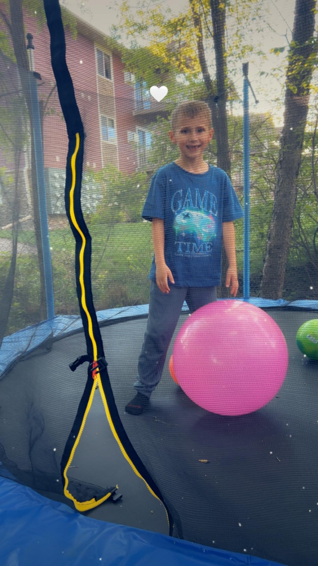 Trampoline with Net Trampoline Outdoor for Kids 10-14FT | ASTM Approved Kids Trampoline with Basketball Hoop, Galvanized Spring, Portable Ladder for Backyard customer photo 2
