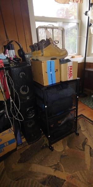 Rolling Cart with Drawers, 4-Drawer Storage Cart on Wheels with Wooden Top, Metal Utility Cart with Storage Drawers, Craft Storage Art Cart for Classroom, Office, Kitchen, Bedroom customer photo 2