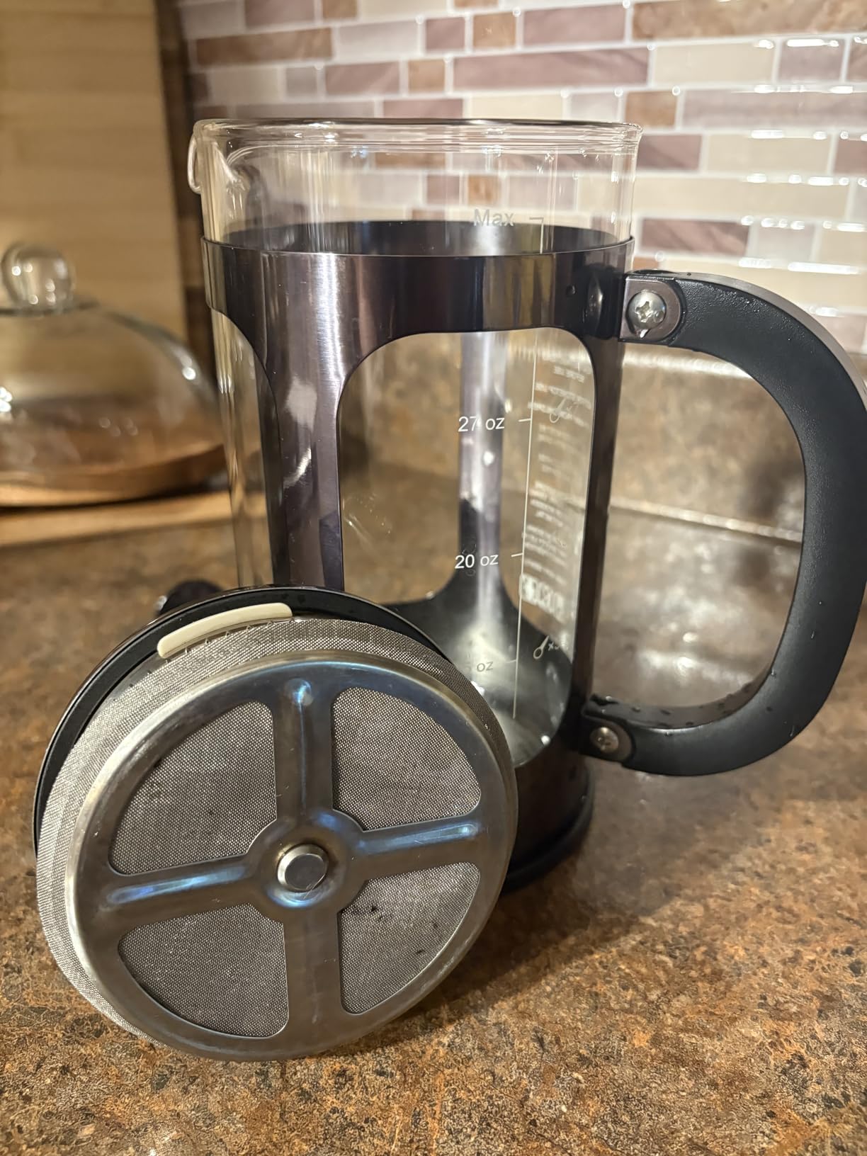Veken French Press Coffee Maker, No Plastic Touching Cafe, 34oz 1 L Cafetera | Thickened Glass Stainless Steel Brewer, Cold Brew Pot for Kitchen, Travel, Camping, Tea, Gifts, Bar Accessories, Decor, Dark Pewter customer photo 2