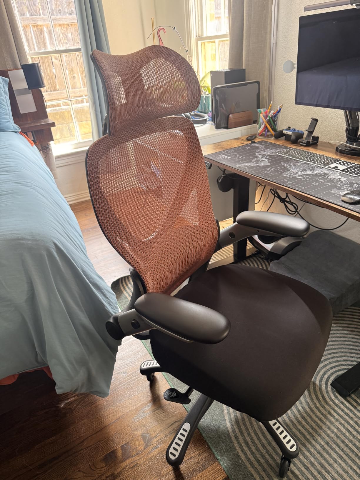 ELABEST X100 Ergonomic Mesh Office Chair with Footrest, Big and Tall Home Desk Chair with 5D Flip-Up Arms, Adjustable 3D Lumbar Support, Gaming & Executive Computer Chair (Foggy Morning) customer photo 2