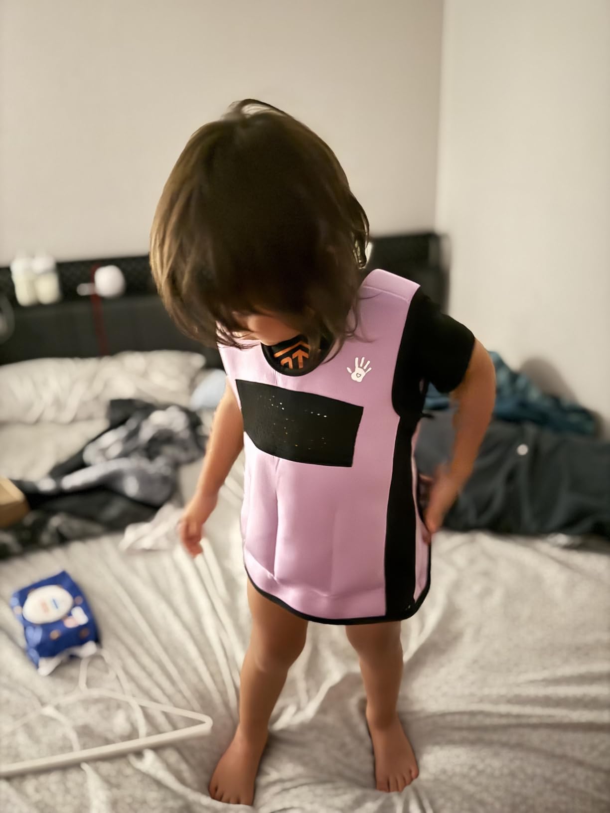 Weighted Sensory Compression Vest for Kids - Adjustable Calming Vest with Removable Weights - Purple customer photo 2