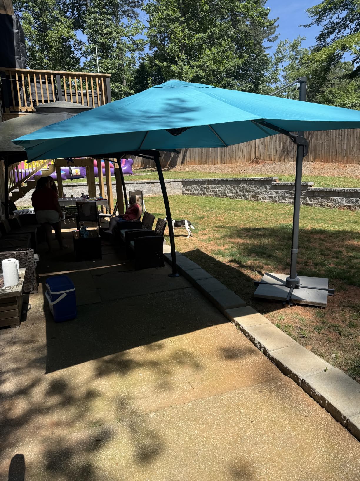 HOTEEL 10x10ft Patio Umbrella Cantilever Umbrella Double Top - Upgrade and Intensify - 360 Rotation and 5 Angles Adjustment customer photo 2