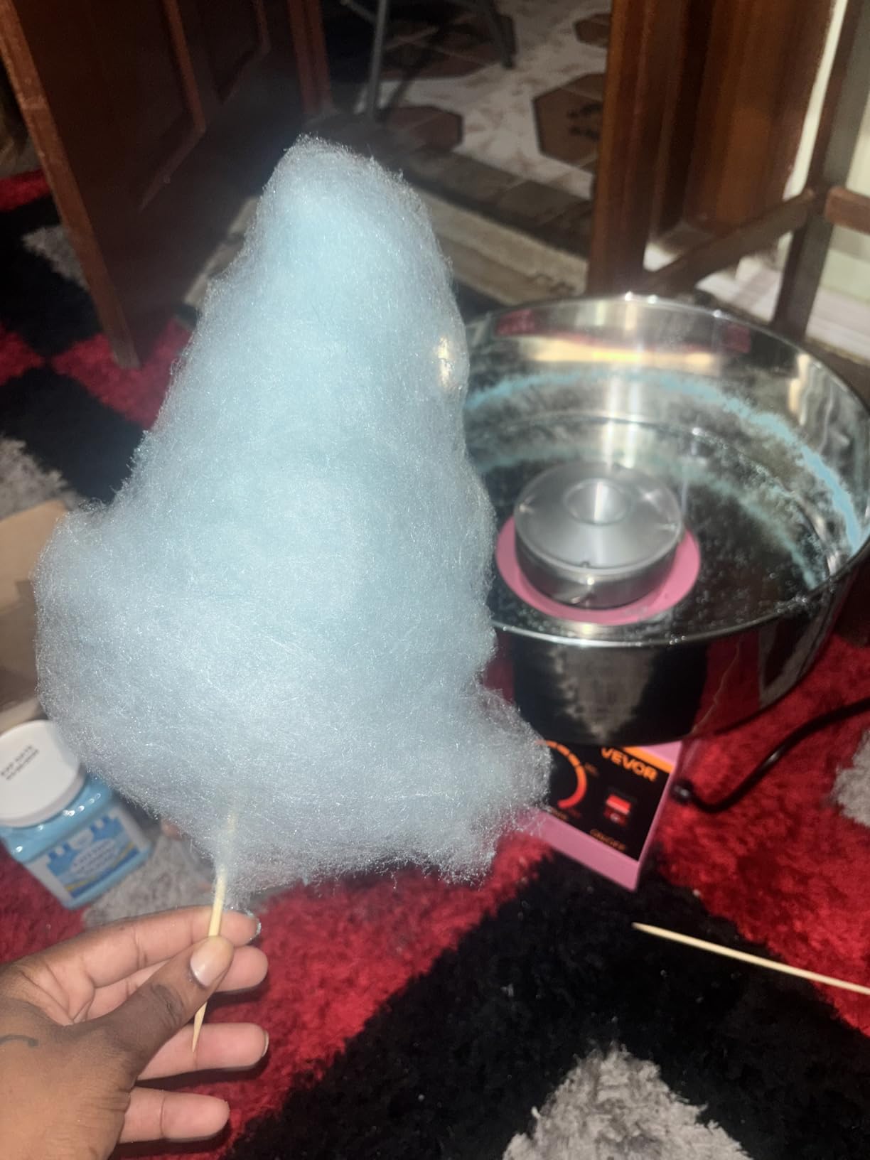 VEVOR Cotton Candy Machine Commercial, 1000W Electric Candy Floss Maker, Easy Use with 15 inch Stainless Steel Bowl and Sugar Scoop, Makes Hard Candy for Home Kids Birthday, Family Party, Blue customer photo 2