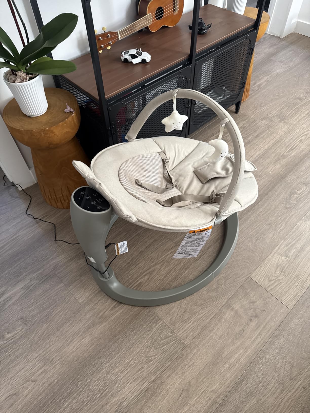 Momcozy 2-in-1 Electric Baby Swing, Dual-Arm Support System & Parent-Inspired Motions, Convertible to Toddler Seat up to 66 lbs, Adjustable Height, Lightweight, Khaki customer photo 1