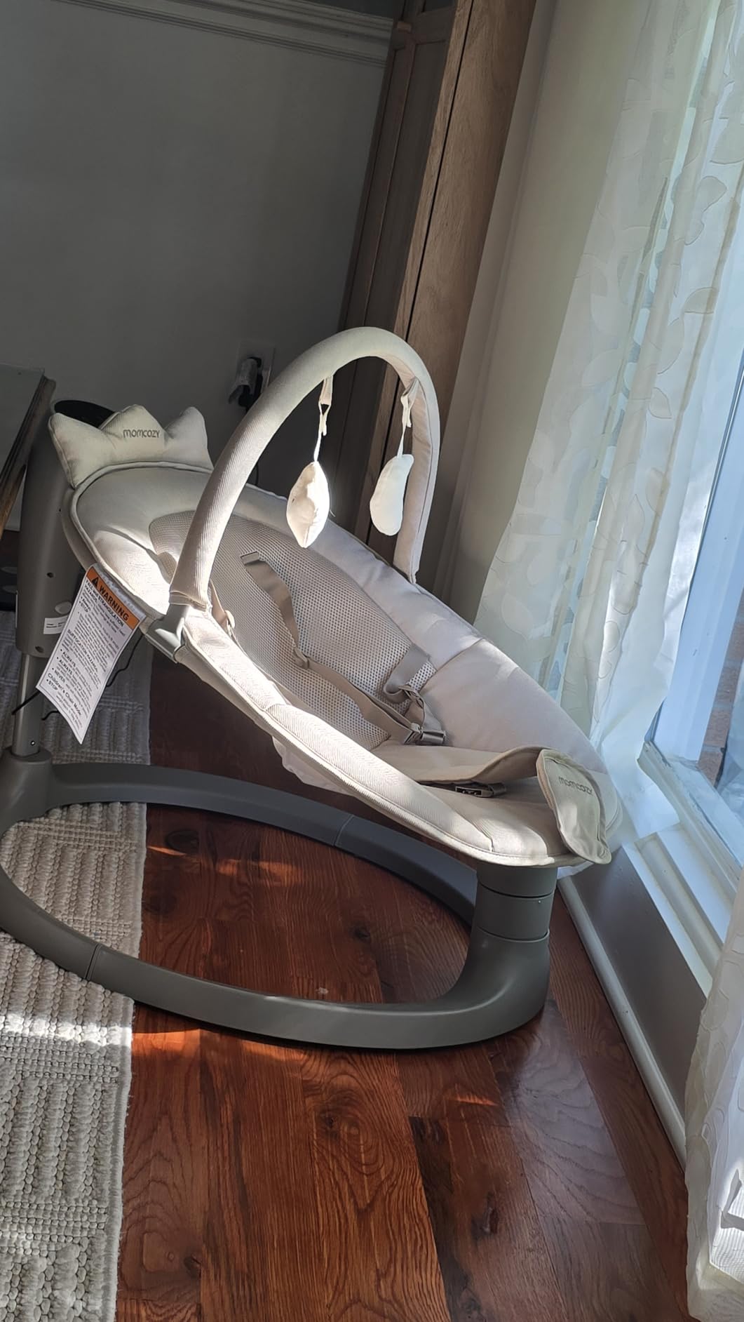 Momcozy 2-in-1 Electric Baby Swing, Dual-Arm Support System & Parent-Inspired Motions, Convertible to Toddler Seat up to 66 lbs, Adjustable Height, Lightweight, Khaki customer photo 2