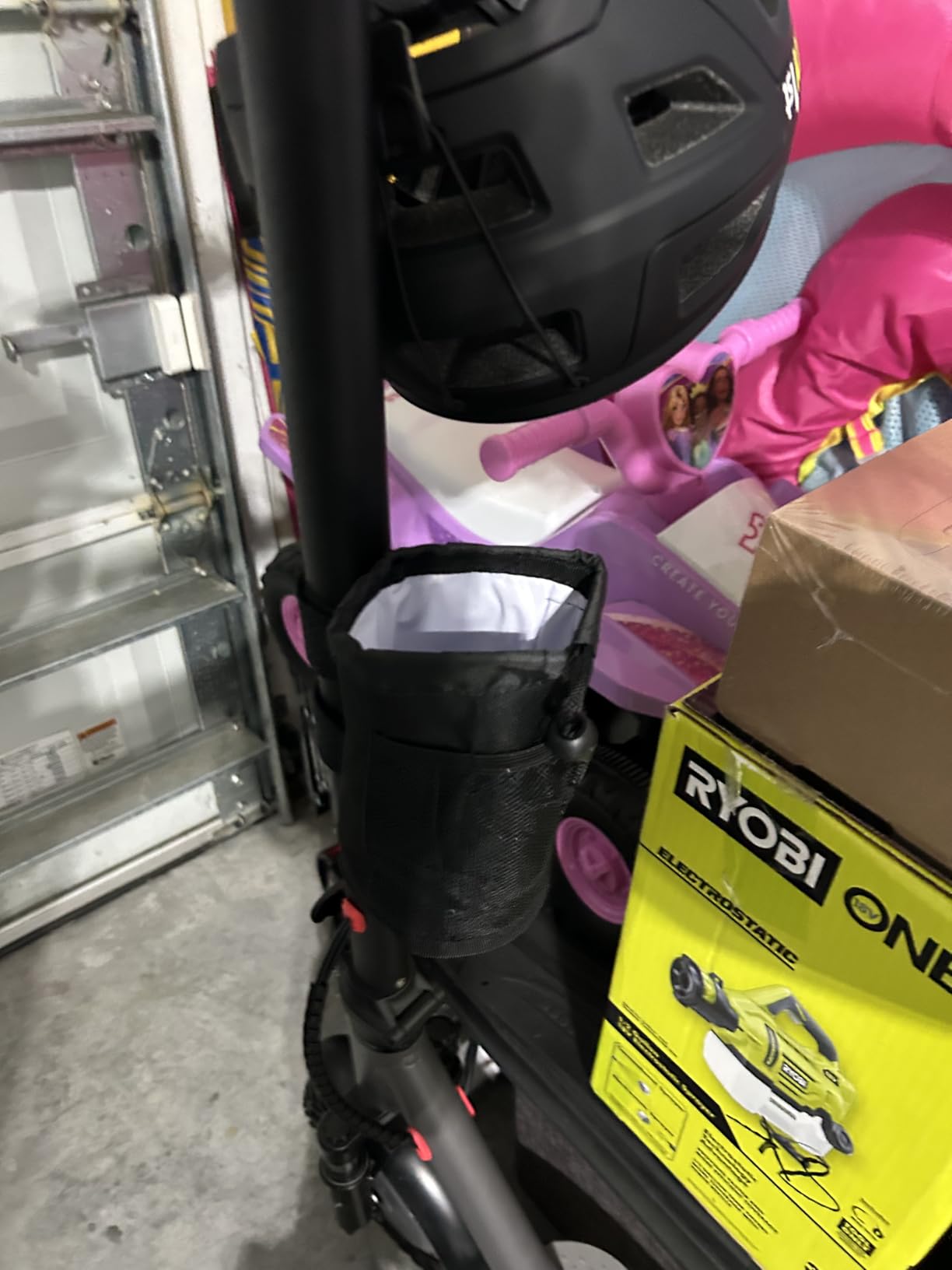 2Pack Scooter Cup Holder for Adults and Kids - Fits Electric and Kick Scooters, Velcro Water Bottle Holder for Scooters (Black) customer photo 1