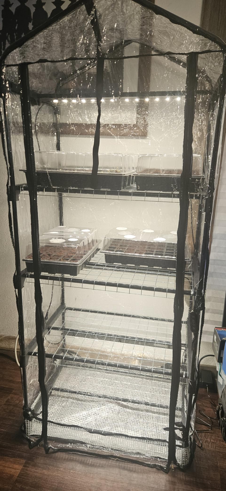Bstrip Indoor Greenhouse with Grow Light, 5-Tier Large Greenhouse Cabinet | 5x24W LED Grow Lights, Clear PVC Cover, 5 Heavy Duty Shelves, Airflow Windows, Zippered Door, 40.2x18.9x74.8in, Auto Timer customer photo 2