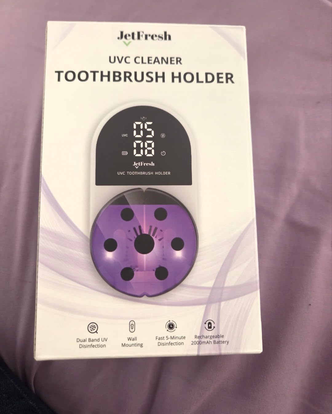 Jetfresh UV Toothbrush Sanitizer Holder | Wall Mounted UV-C Toothbrush Cleaner | Tooth Brush Sanitizer Holder Auto Shut-Off, USB Rechargeable, Fits All Brushes, Bathroom Organizer customer photo 1