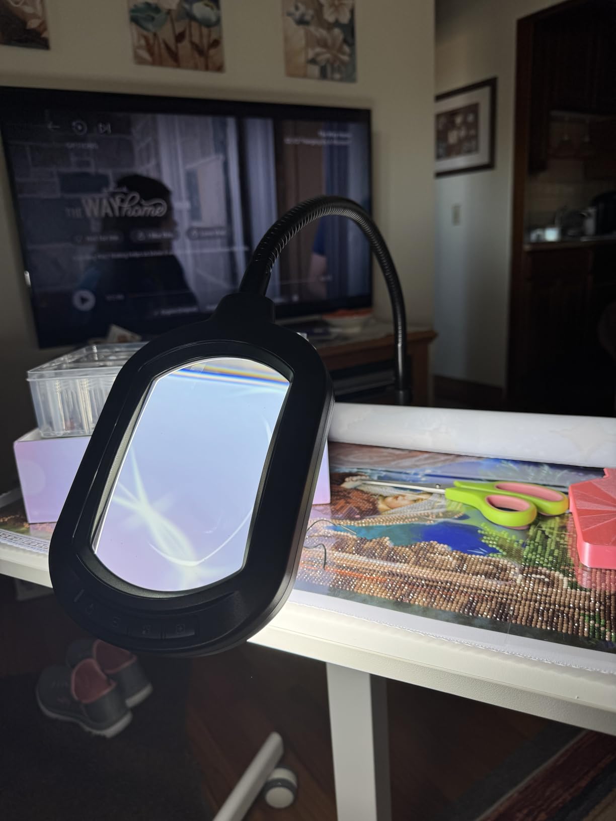Large Magnifying Glass with Light and Stand, 15X Rectangle Optical Real Glass Lens, Height Adjustable Gooseneck Magnifier Floor Lamp, 5 Color Modes LED Dimmable Lighted Hands Free for Close Work Craft customer photo 2