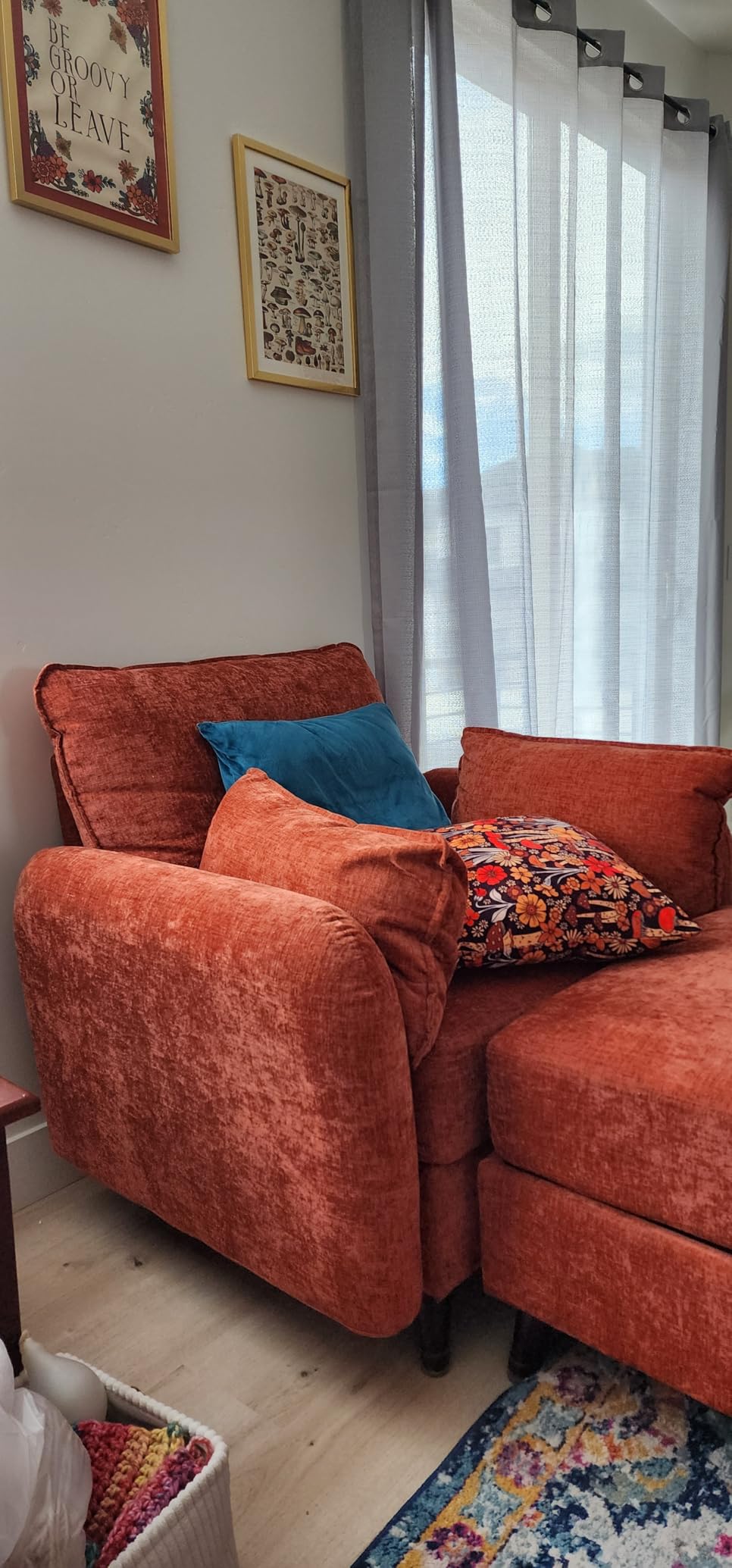Rexulqo Oversized Accent Chair with All Seats Storage,Comfy Living Room Chairs with 2 Throw Pillow,Upholstered Mid-Century Armchair,24.5'' Deep Seat,Reading Chair for Bedroom,Office,Chenille,Khaki customer photo 1