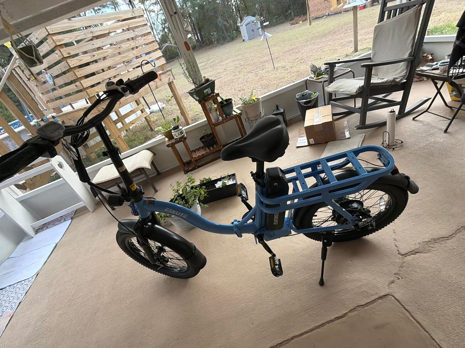 ESKUTE Electric Bike for Adults - 1200W Peak Motor, Folding 20x3 Fat Tire E-Bike, 48V 13Ah Battery, Step-Through Cargo Fold Ebike, NFC Unlock, 20+ MPH, 7-Speed, Up to 55 Miles customer photo 1