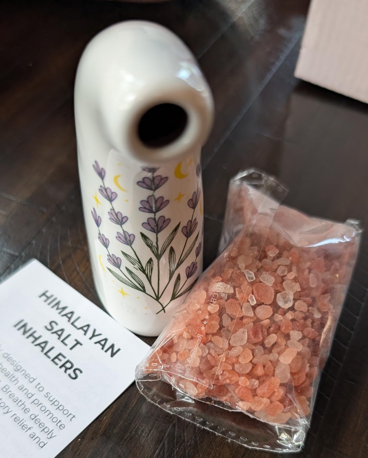 Himalayan Salt Inhaler, Sleek Floral Design Ceramic Body with Pink Salt customer photo 1