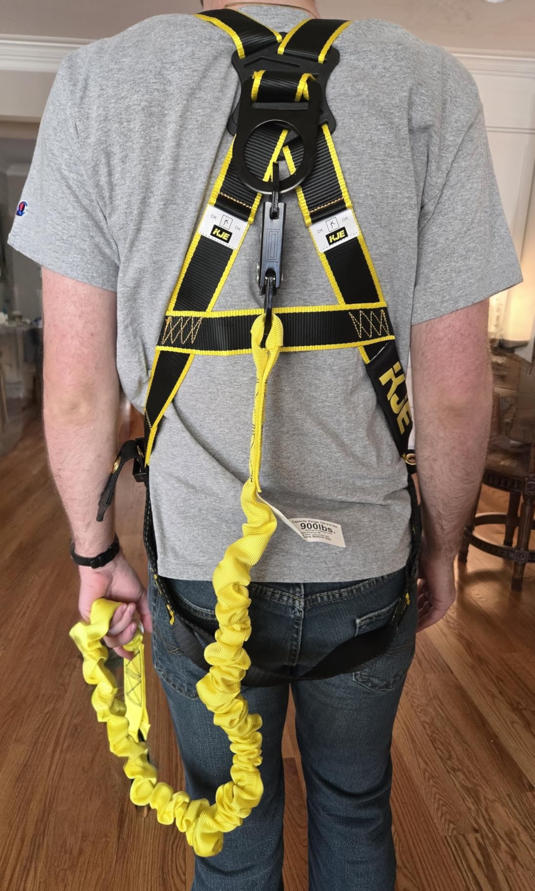 KJE Safety Harness Fall Protection Kit - Construction Roof Full Body Harness w/Detachable 6FT Shock Absorbing Lanyard & Hook, ANSI/OSHA customer photo 1