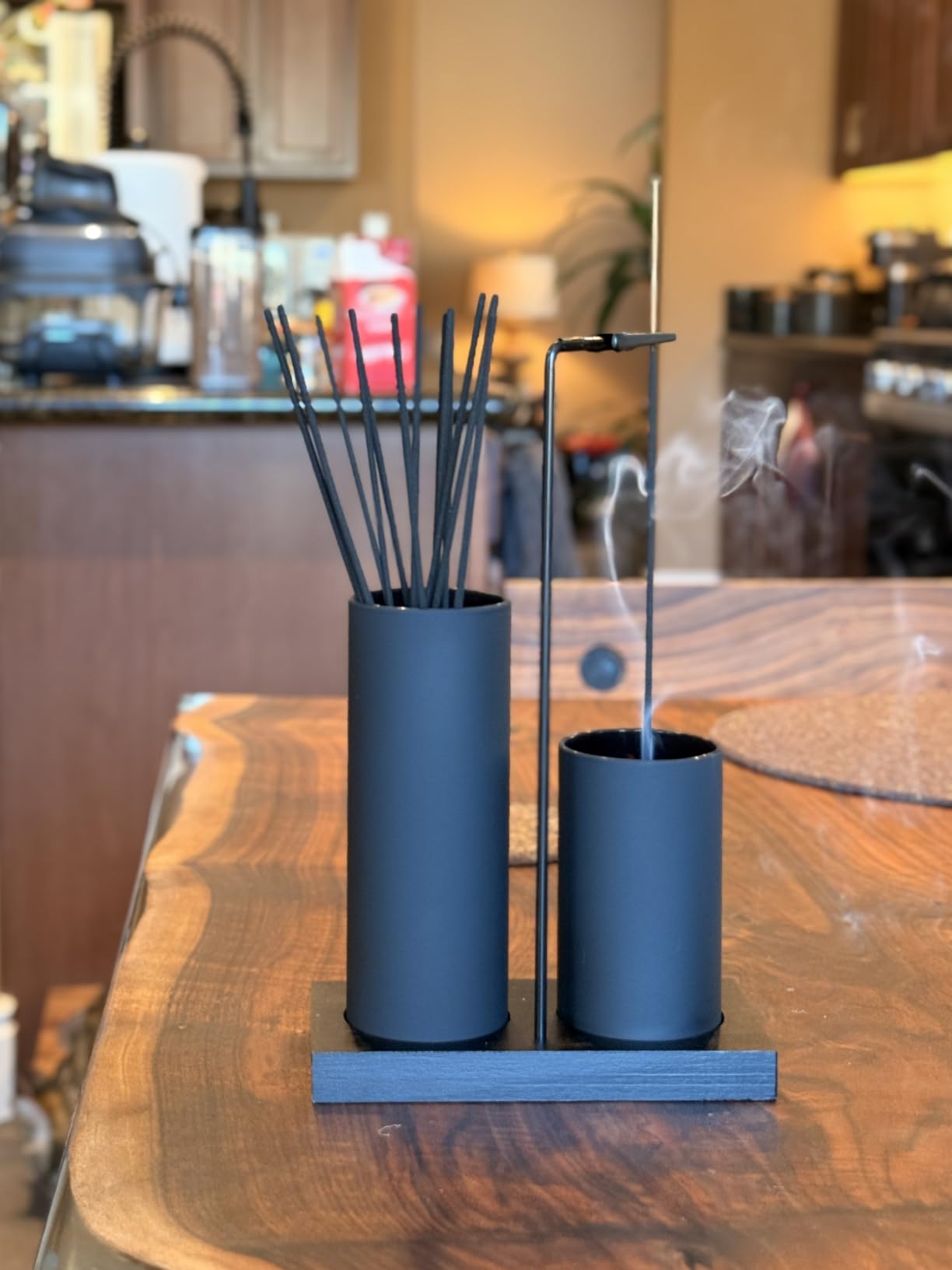 2 in 1 Incense Holder for Sticks Incense Burner Holder with Storage, Glass Upside Down Incense Holder for Sticks with Glass Ash Catcher for Meditation Yoga Spa Room Home Decor (Black) customer photo 2