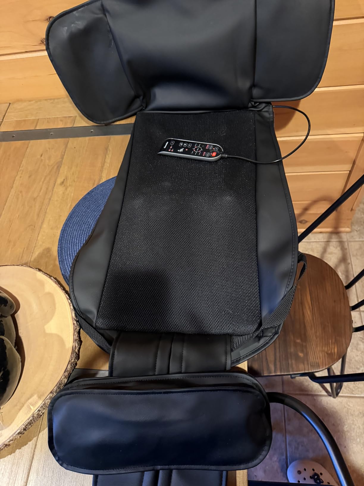 Shiatsu Massage Cushion with Heat, 3D Body Stretching Seat Traction, Kneading Back Massager for Chair with Seat Vibration, PU Leather Office Chair Massager for Home and Recliner, Gift for Father's Day customer photo 1