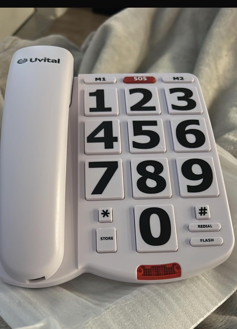 Uvital Big Button Phone for Seniors, Phones for Seniors, One-Touch White | 10 One-Touch Dialing Big Buttons, Corded Landline Telephone with SOS Emergency Button, Replaceable Photo, Adjustable Volume customer photo 1