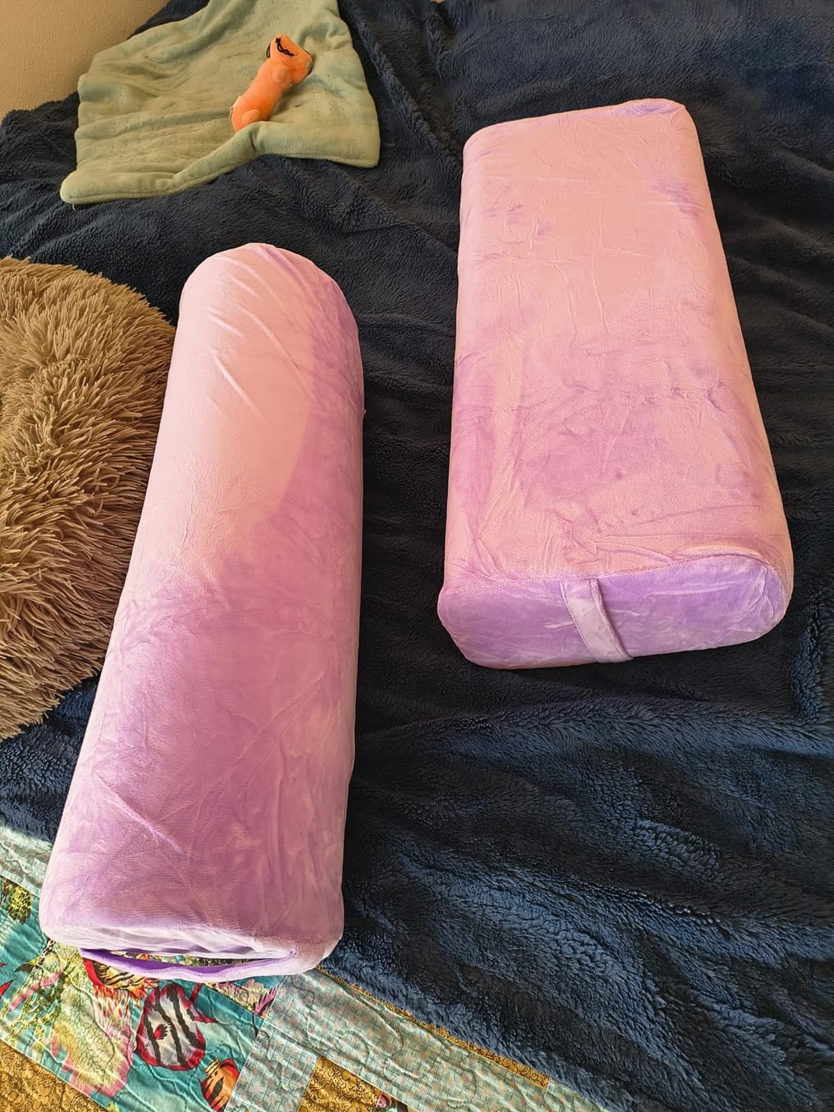 JZHLLA 2 PCS Yoga Bolster Pillow Set Washable Velvet Cover Meditation Bolster with High Density Foam and Carry Handle Rectangular and Cylinder Bolsters for Restorative Yoga customer photo 1