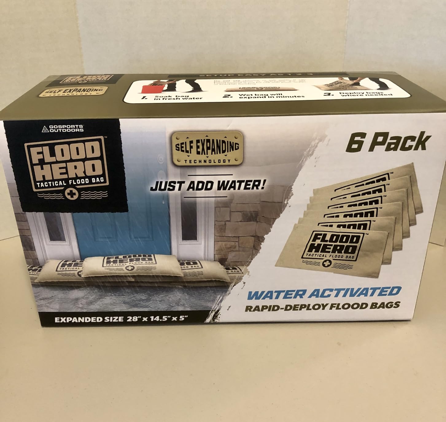 Flood Hero 6 ft Water Activated Sandbags - 2 Pack Flood Bag Barriers for Home customer photo 2